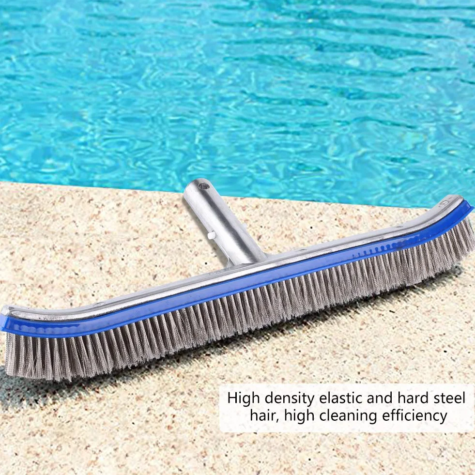 i Piscine Brosse 18-calowy Basen Stalowa Szczotka Dolna do Stawu Spa Gorące źródło Aluminium + Stal Nierdzewna Cepillo Piscina Algas Stalowa Szczotka Srebrna