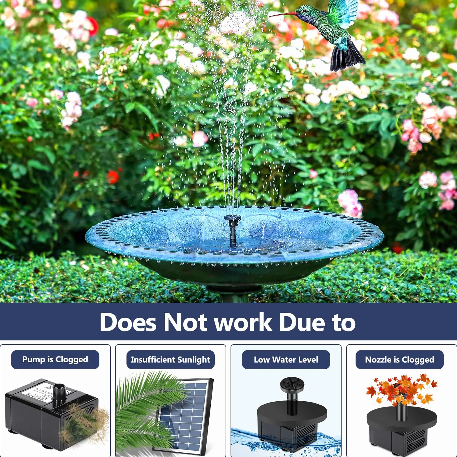 Fontanna słoneczna na zewnątrz, 6,5 W Solar Staw pompa, Ulepszona pompa słoneczna, Floating Fontann Pump z 9 stylami fontannowymi do ogrodu, Bird Bath, Staw, Water Cechy Cechy Features Cechy
