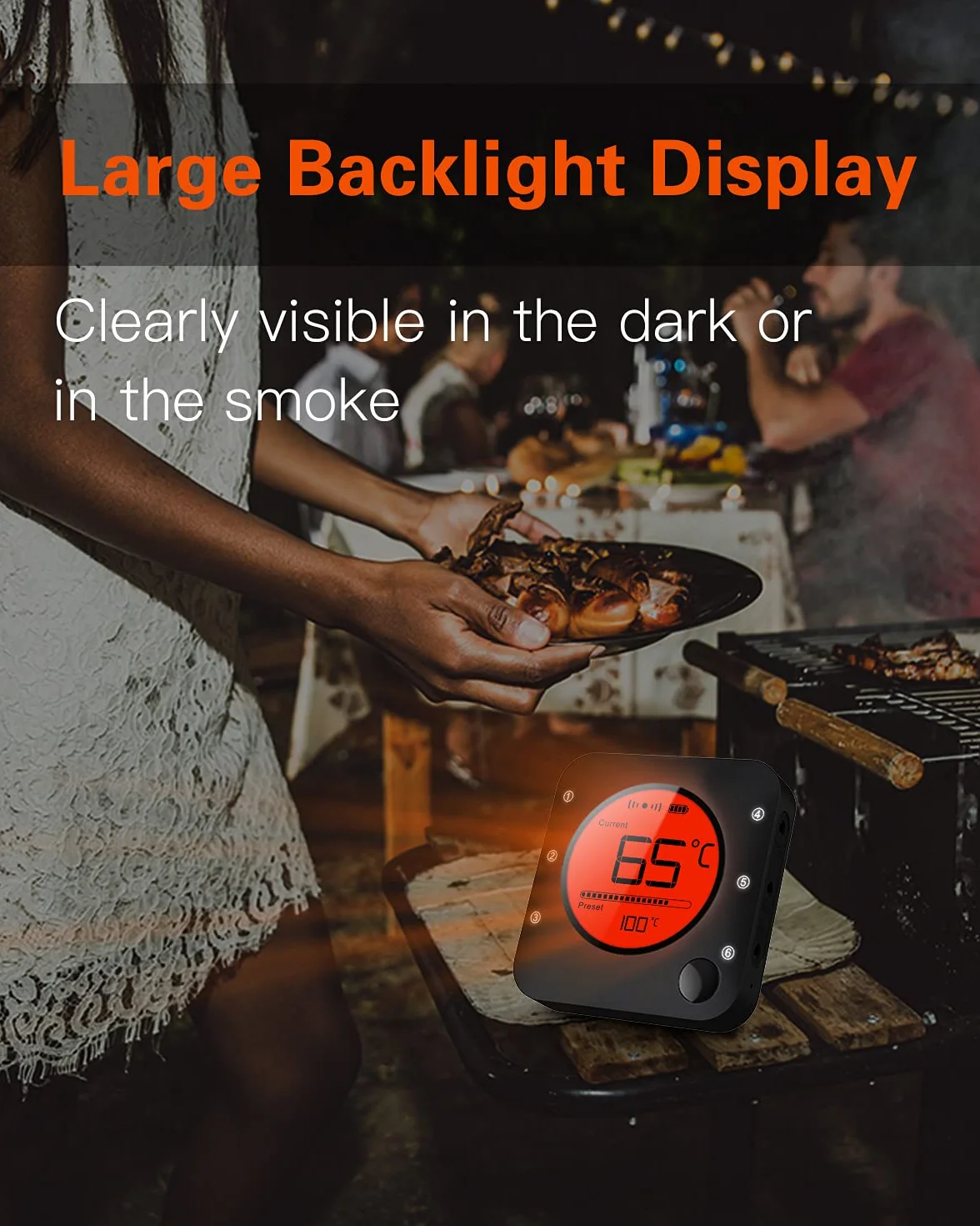 BFOUR termometr do grilla Bluetooth, cyfrowy termometr radiowy z 2 sondami, termometr do mięsa, termometr do pieczenia, 2 czujniki temperatury z alarmem, prezent do kuchni, do piekarnika, do mięsa i płynów
