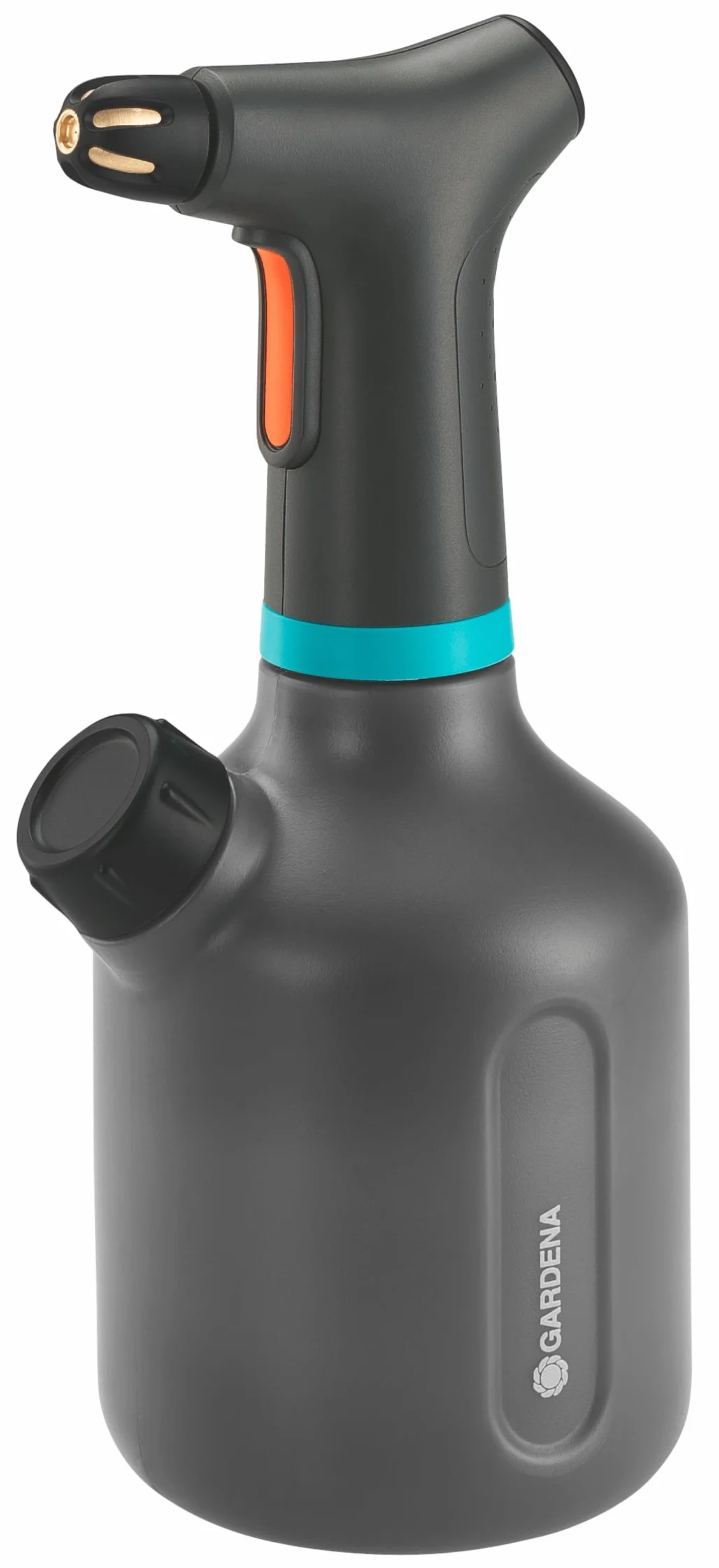 Gardena opryskiwacz z pompką 1 l EasyPump: Opryskiwacz z pompką z funkcją 360°, dysza mosiężna, duży otwór, przezroczysta konstrukcja, zintegrowana pokrywka dozująca, ze wskaźnikiem poziomu (11114-20)