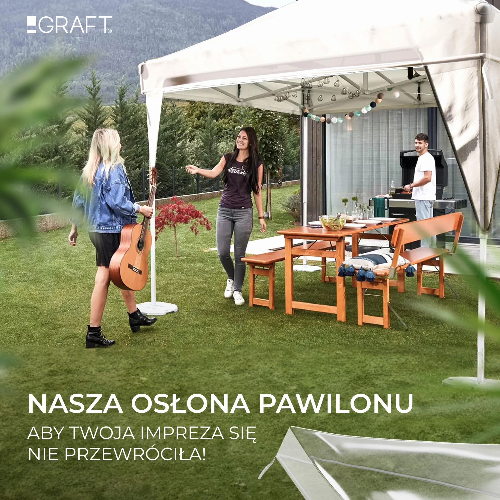 GRAFT pokrowiec na altanę 3x3m | Pokrowiec ochronny | Pokrowiec przeciwdeszczowy | Pokrowiec wymienny na altanę | Wodoodporny przezroczysty | Wodoodporny | przed warunkami atmosferycznymi