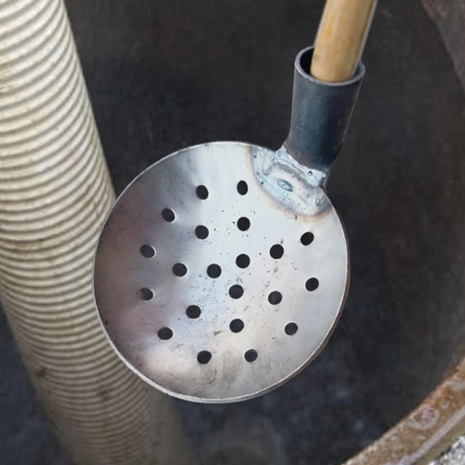 Łyżka do szamba - narzędzie do usuwania osadów metalowych, wytrzymała łyżka do czyszczenia żelaza, metalowa łyżka do błota, łyżka do obornika, chochla wodna, narzędzie do przesiewania na patio,