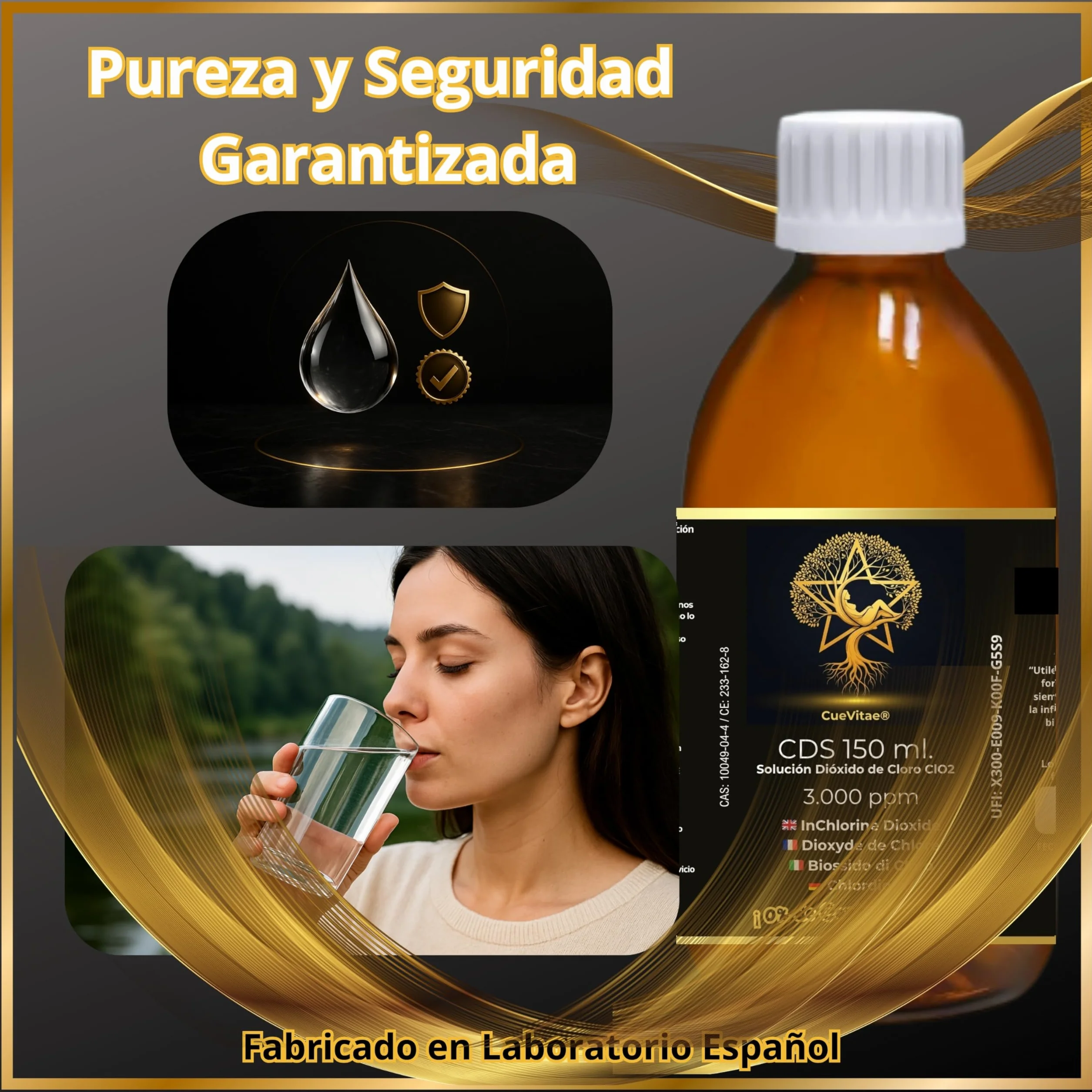 CDS/CDL 150 ml | 3000 ppm | Najnowsza produkcja | Już aktywowany wodą ultraczystą | Gotowy do dozowania | Zawiera dozownik prezentowy | bursztynowe szkło antypromieniujące UVA