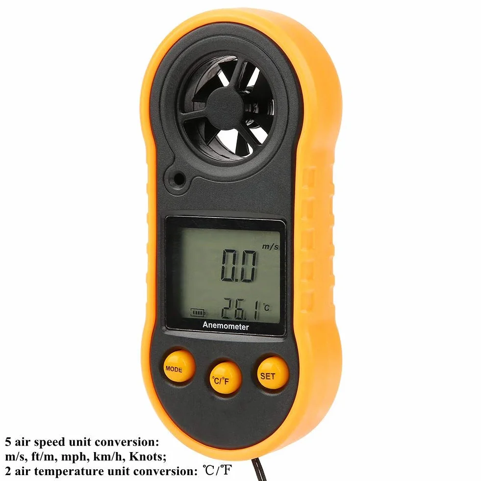 Cyfrowy anemometr ręczny GM818 LCD do pomiaru prędkości powietrza