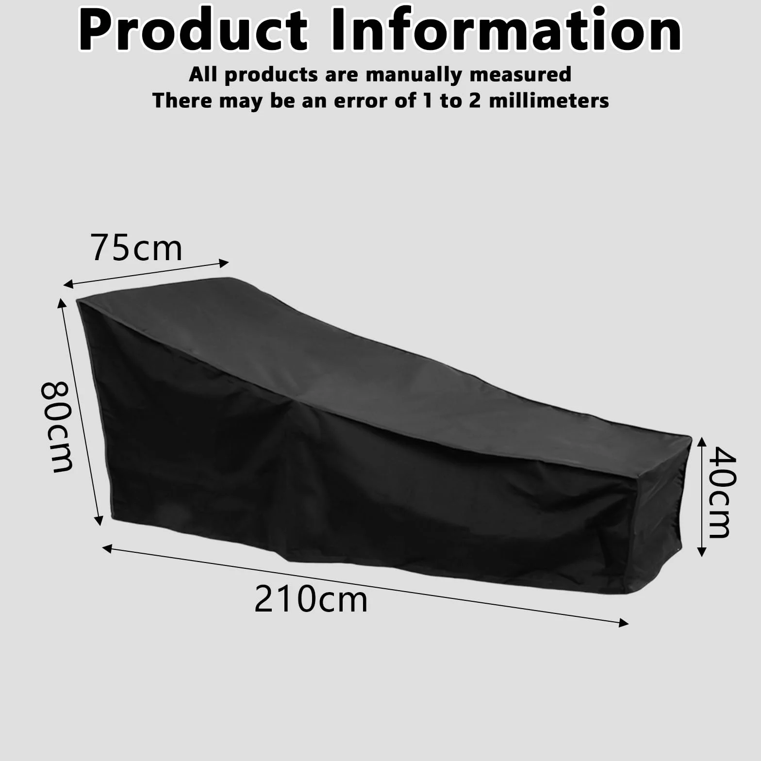 Pokrowiec na leżak ogrodowy, odporny na warunki atmosferyczne, pokrowiec ochronny na leżak 210 x 75 x 80/40 cm, tkanina Oxford 210D, wodoszczelna, wiatroszczelna, pyłoszczelna, odporna na działanie