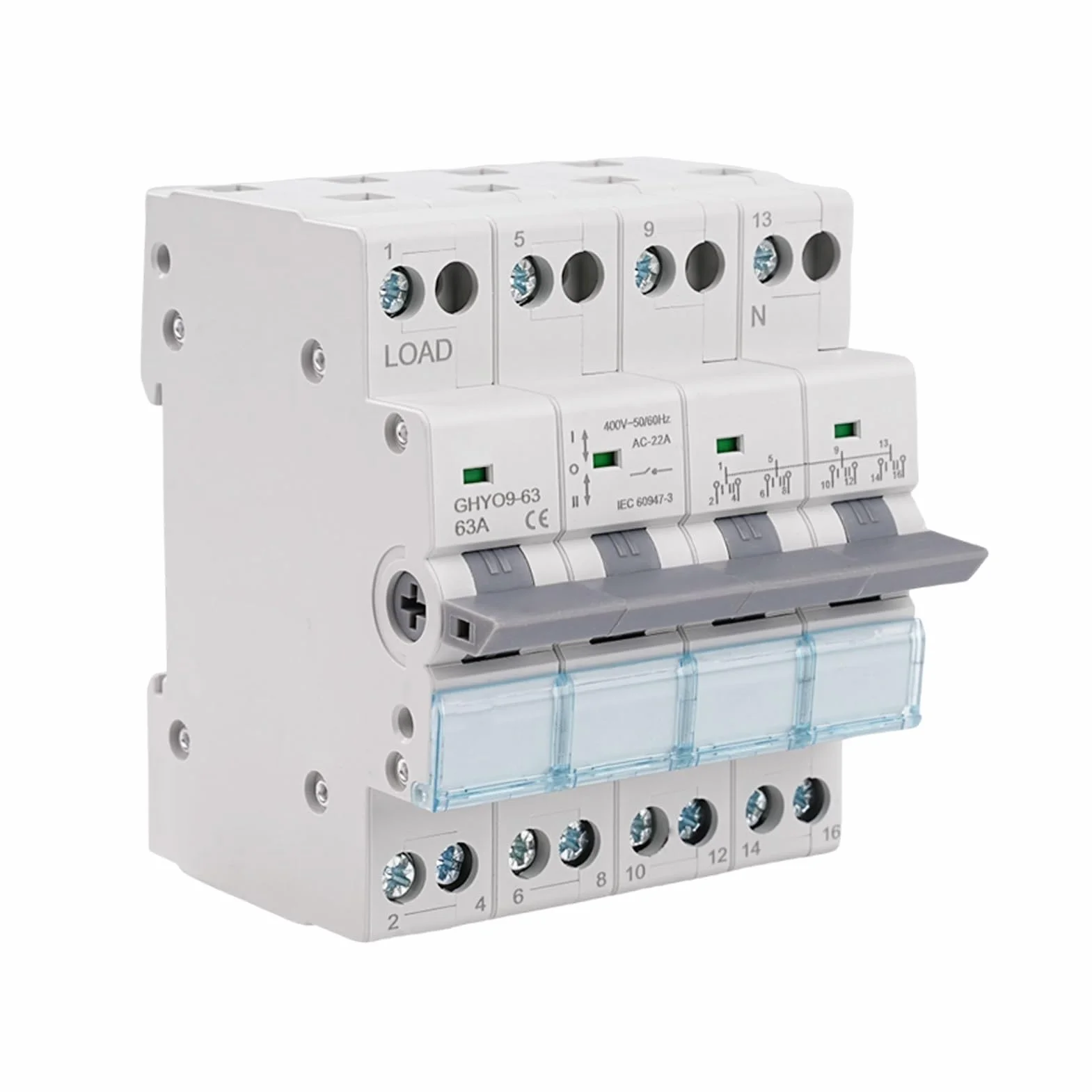 Jadeshay GYHO9-63 przełącznik transferowy Dual Power, wyłącznik obciążenia 63 A, 4-biegunowy, 400 V AC, elektryczny przełącznik wyboru