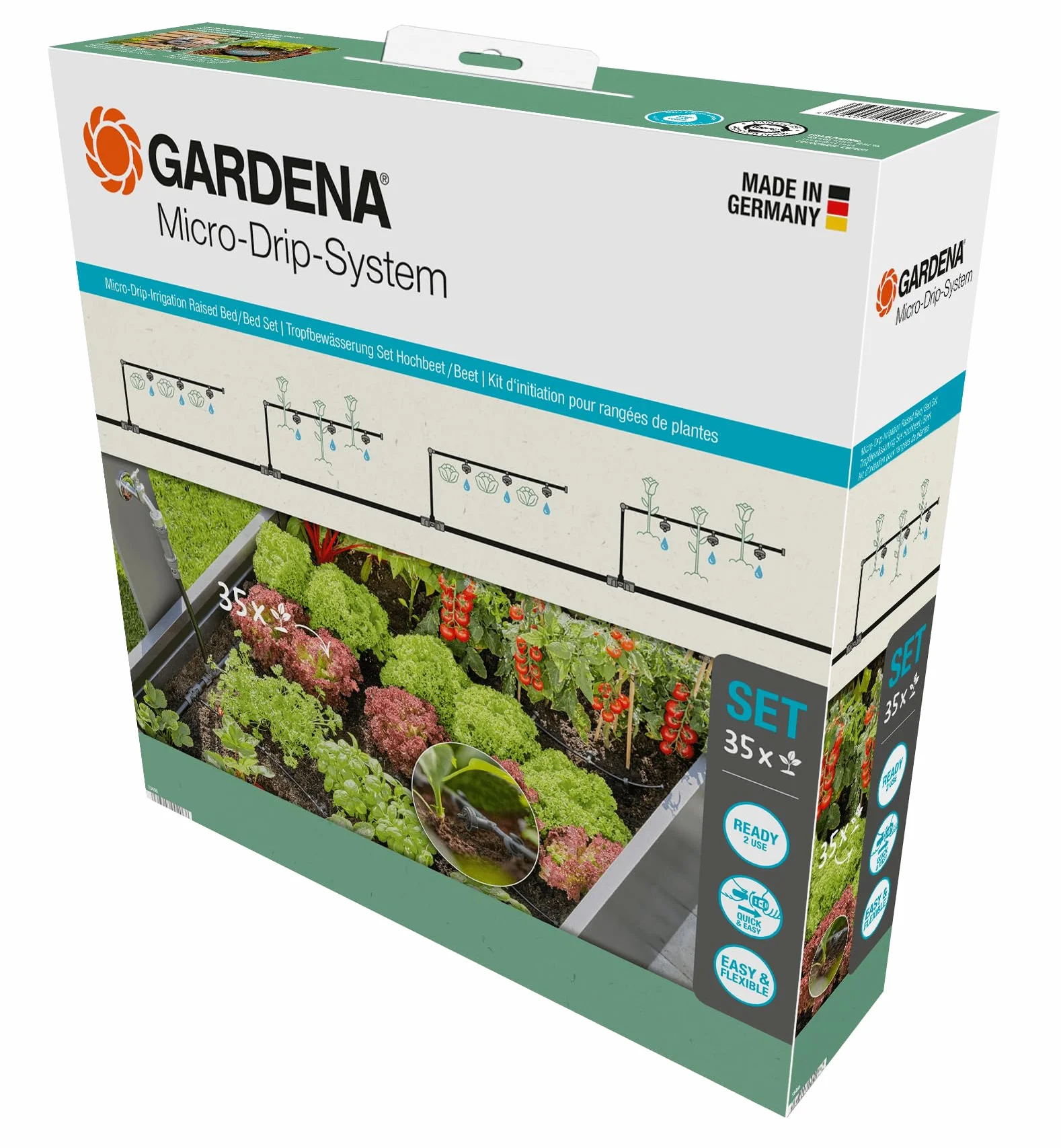 Gardena Micro-Drip System nawadnianie kropelkowe zestaw do podniesionych grządek 35 roślin 13455-20