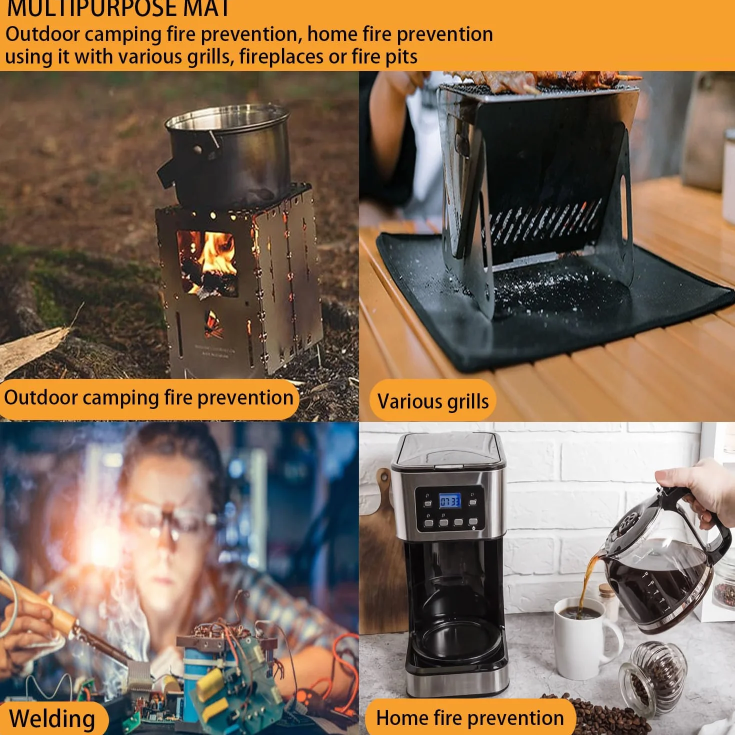 RHBHY Ognioodporna podkładka, mata chroniąca przed wysoką temperaturą, mata ognioodporna, do 900°C, idealna jako mata ognioodporna, podkładka pod ekspres do kawy, blat roboczy (50 x 50)