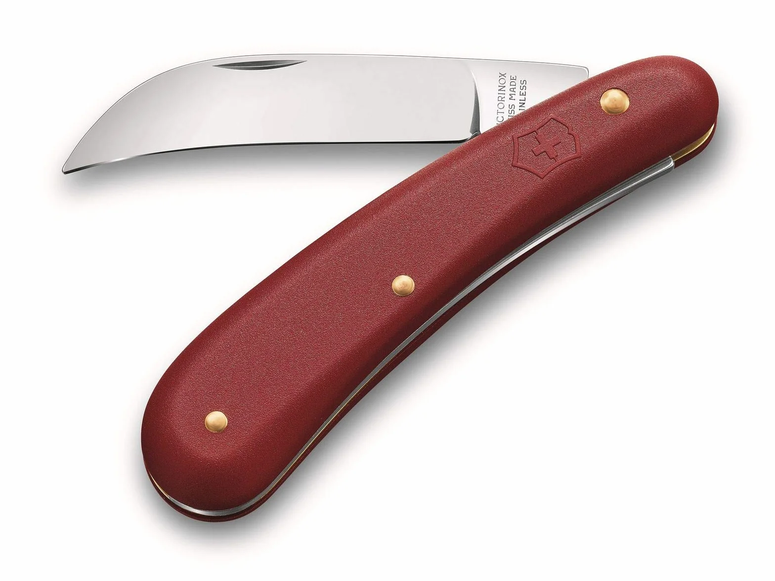 Victorinox Hakenmesser S, Gartenmesser mit Gebogener Klinge, für Gartenarbeiten, Rostfreier Stahl, Rot