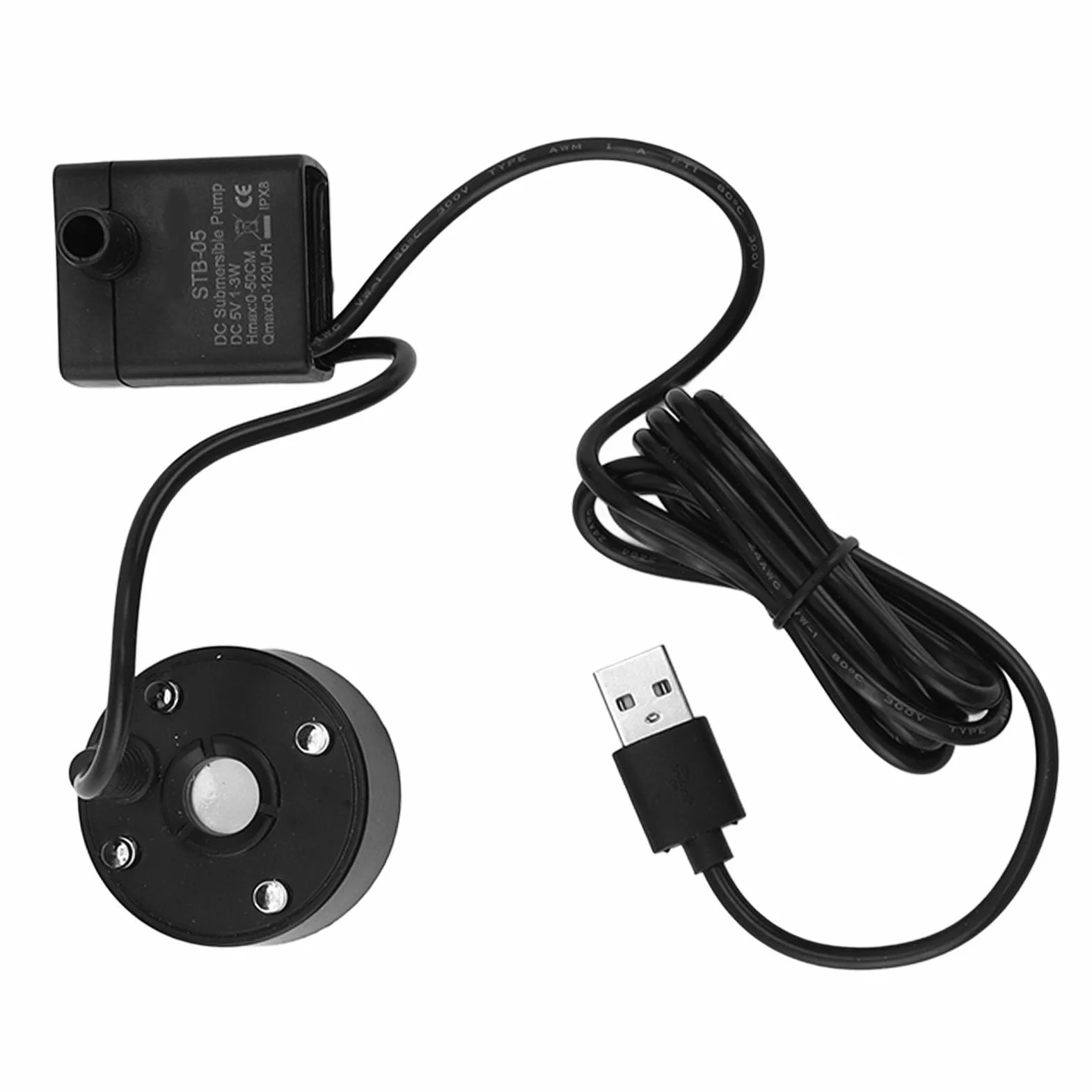 Mist Maker USB Mgła Pompa LED Kolorowe Oświetlenie Fontanna Atomizer Nawilżacz 5V Mgła Maszyna do Stawu Ogrodowego (BLACK)