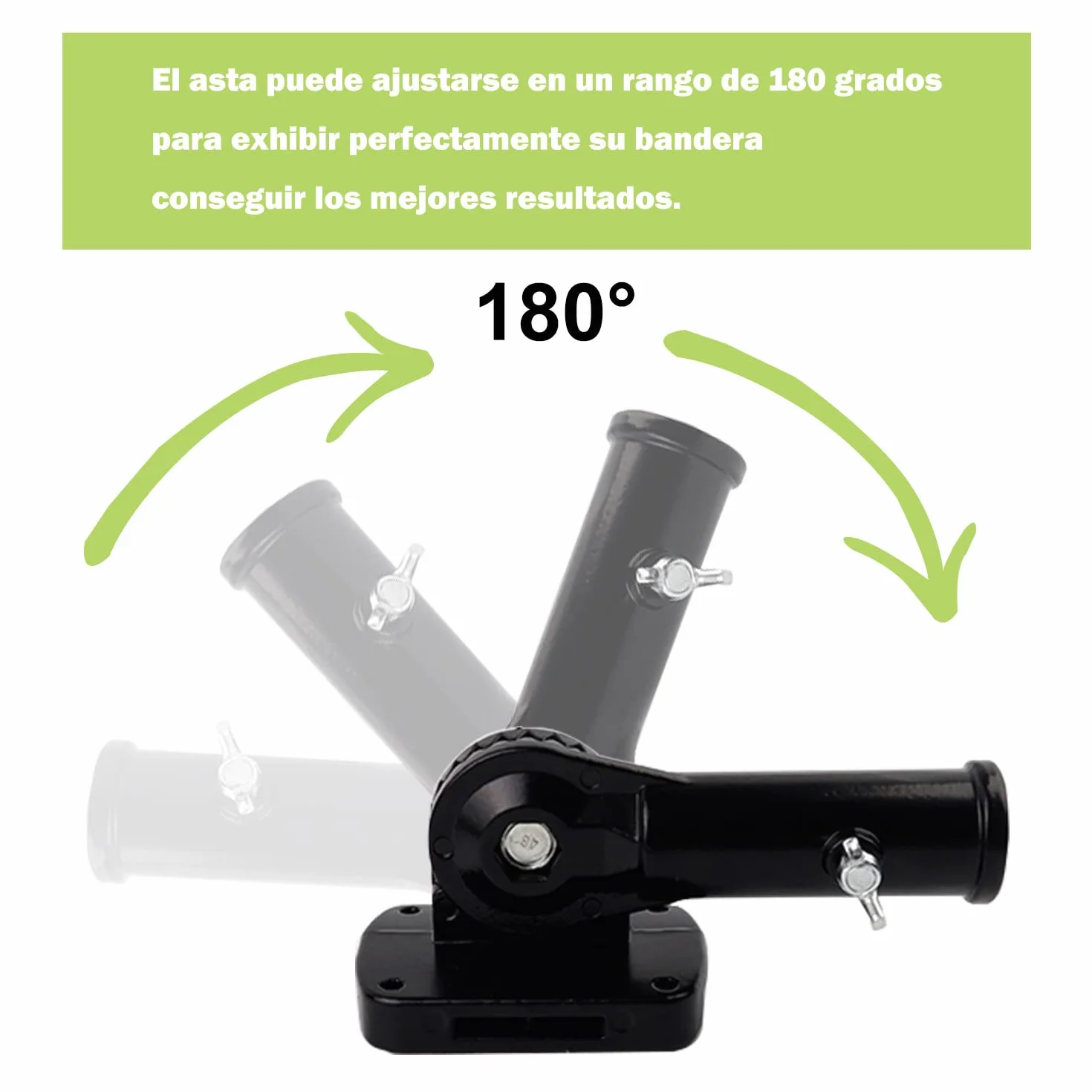 MYLERCT uchwyt na flagę, uchwyt na flagę ze stopu aluminium, uchwyt na maszt regulowany, czarny, obrót o 180°, średnica 26,8 mm, do montażu masztu