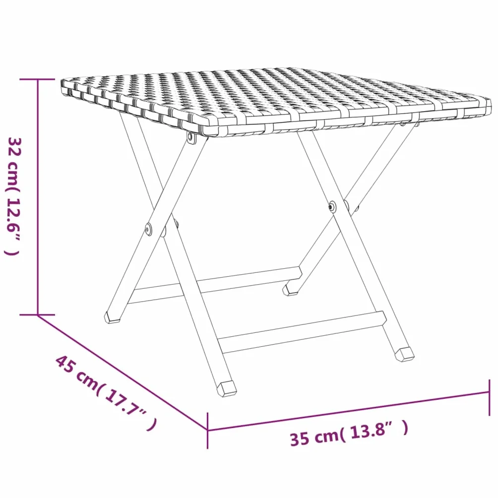 vidaXL Składany stolik ogrodowy polirattan brązowy 45x35x32 cm