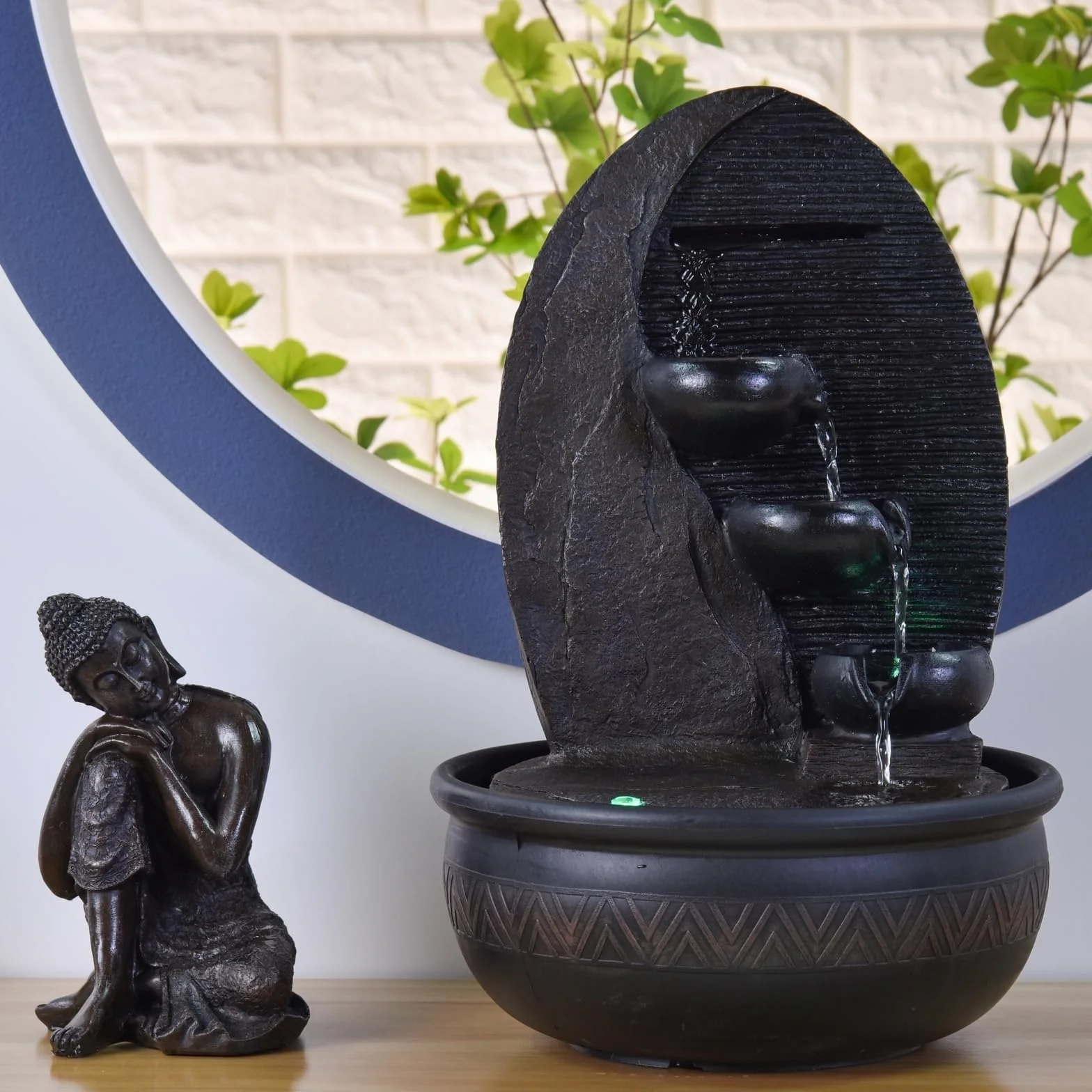 Zen'Light Bouddha Grace Fontanna, Żywica, Brązowy, 26 x 26 x 40 cm