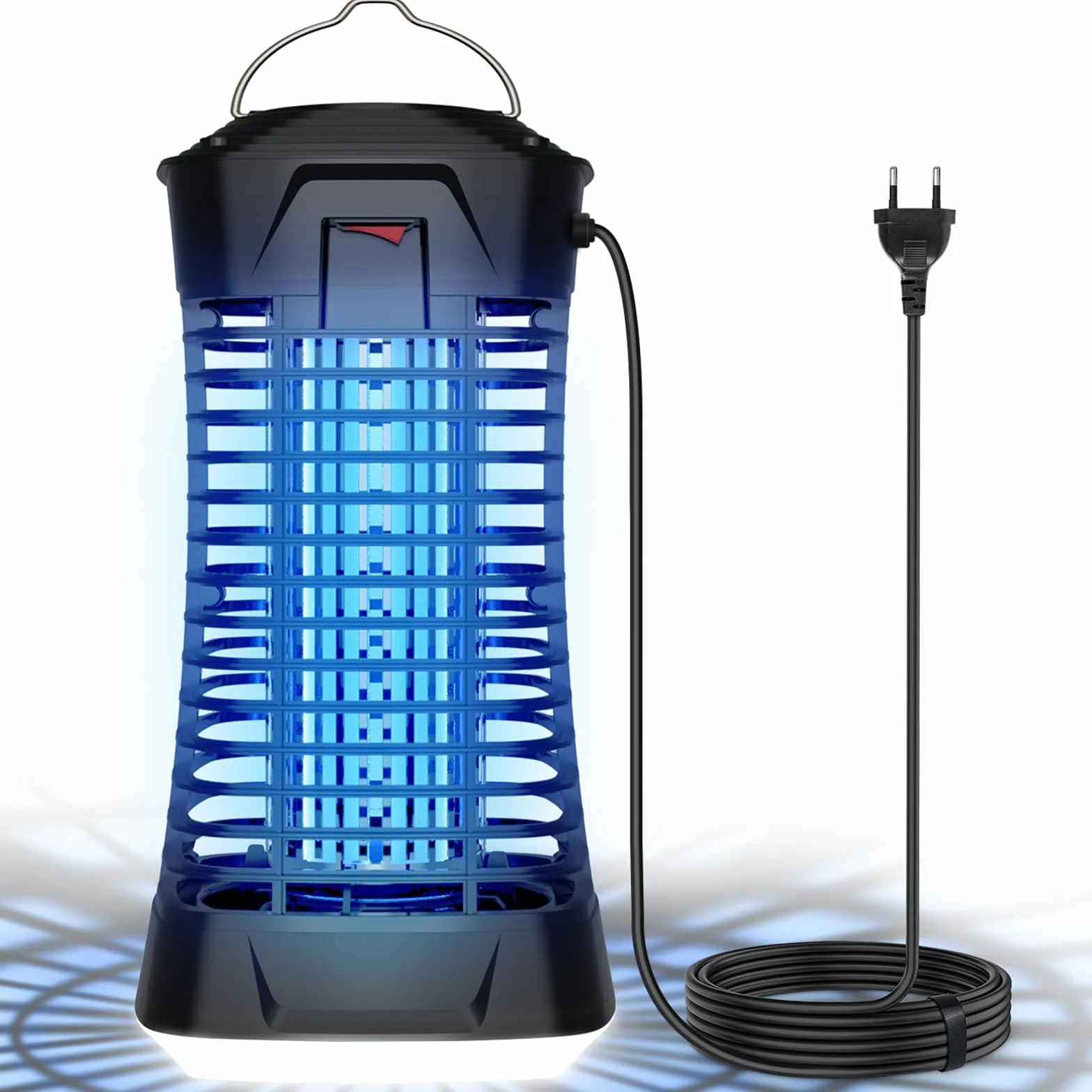 Loowoko Lampa przeciw komarom 4200 V, skuteczna ochrona przed komarami, elektryczna pułapka na komary z lampą, bez środków chemicznych, cicha, bezpieczna dla dzieci i zwierząt domowych, do użytku