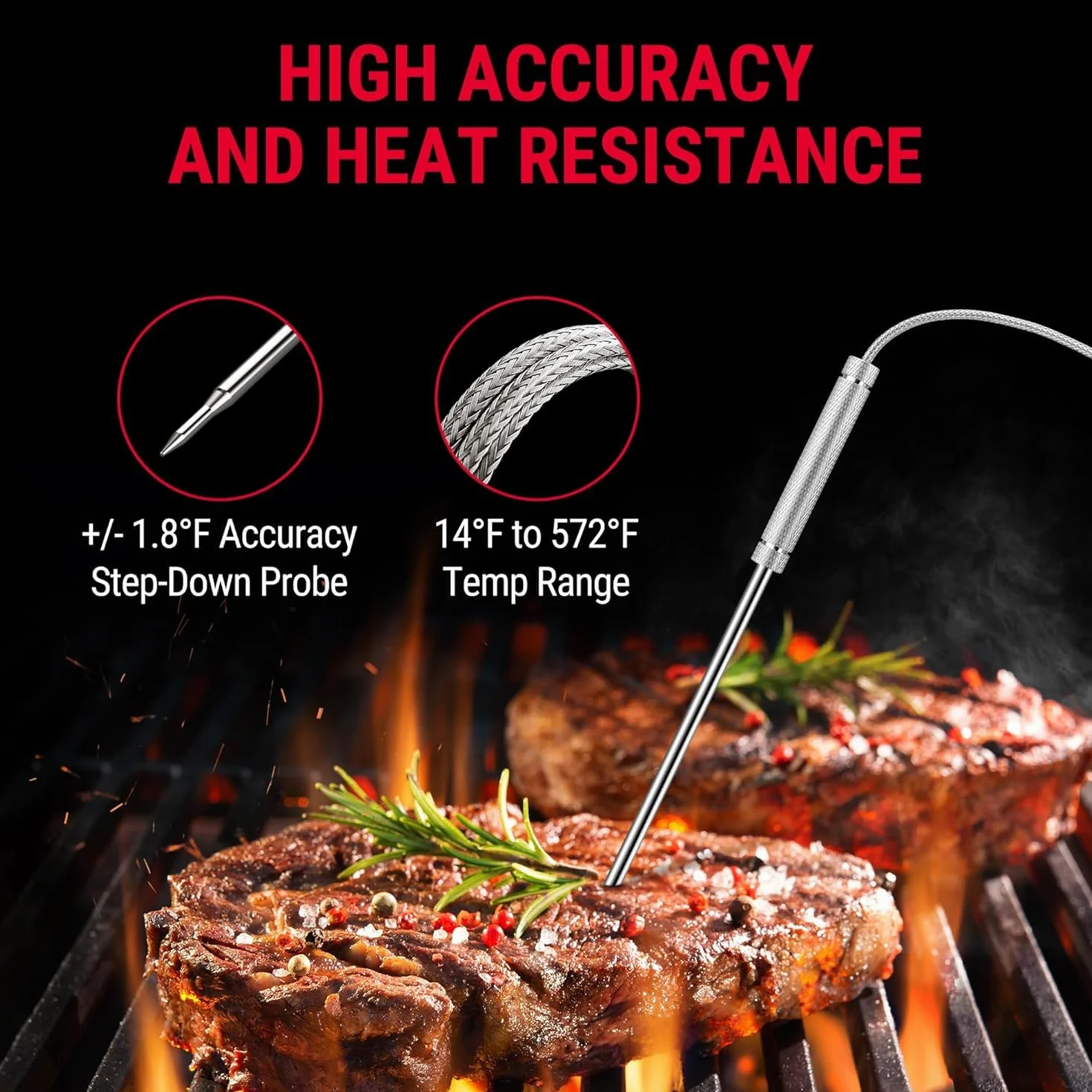 ThermoPro TP20 Cyfrowy bezprzewodowy termometr do pieczenia, zasięg 150 metrów, 2 czujniki temperatury, grillowanie, pieczenie, BBQ