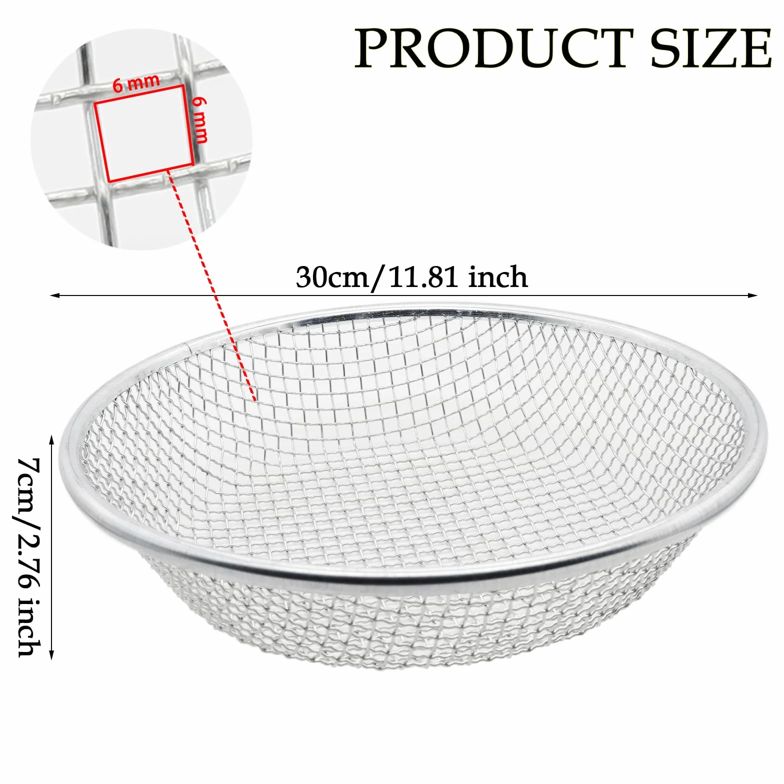 sito ogrodnicze 30 cm, rozmiar otworu 6 mm, metalowe sito do kompostu, sito do ziemi, sito do piasku, sito przesiewowe do ziemi, kompostu, nasion