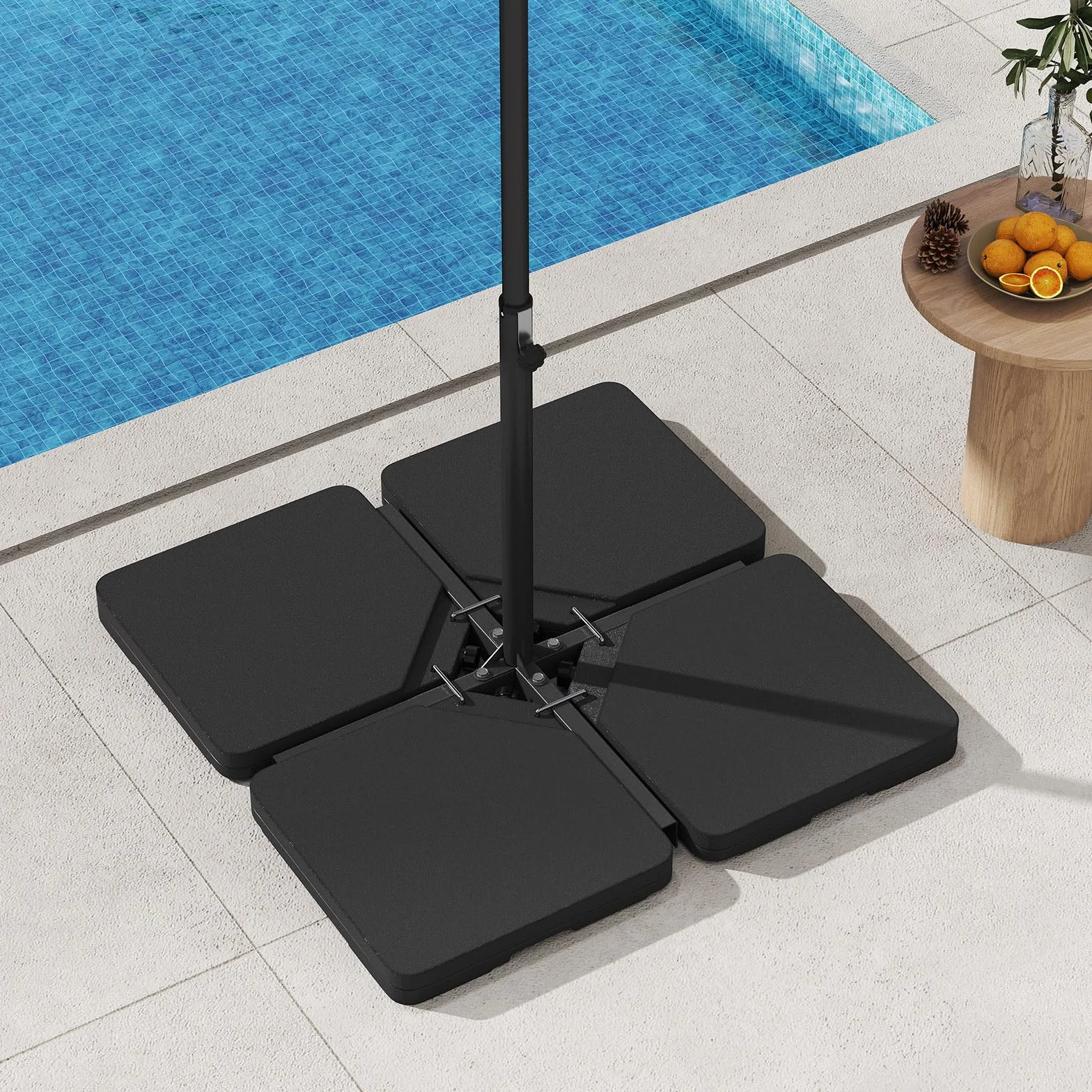COSTWAY Stojak na parasol ogrodowy 60 l / 84 kg, podstawa 4-częściowa, do napełnienia wodą lub piaskiem