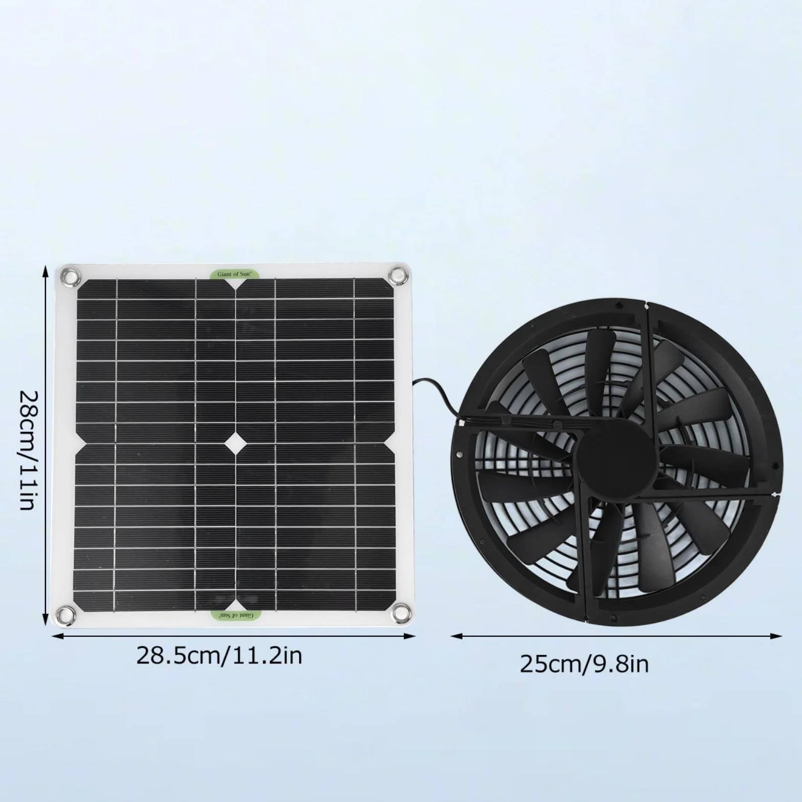 Ejoyous Wentylator Panelowy, 100 W, Wodoszczelny, Zasilany Energią Słoneczną, Okrągły Panel Słoneczny, Wentylator Wyciągowy do Szklarni, Domków dla Zwierząt, Szopy, Kurników
