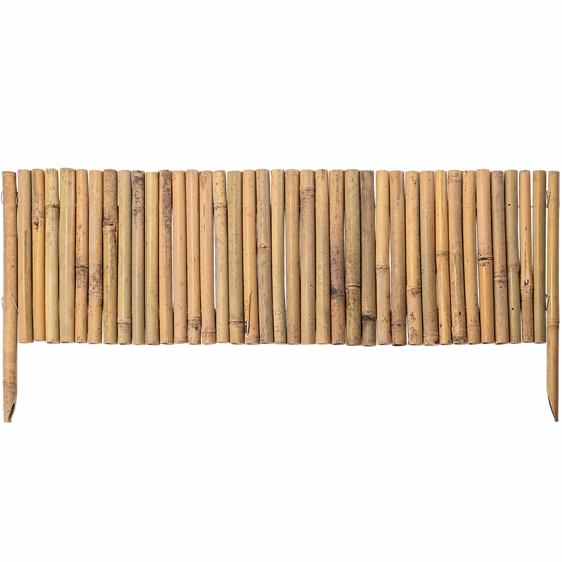 KADAX Krawędź trawnika z bambusa, 100 x 30 cm, elastyczne obramowanie rabatki z bambusowych drążków, ogrodzenie bambusowe do ogrodu, dekoracyjne ogrodzenie ogrodowe