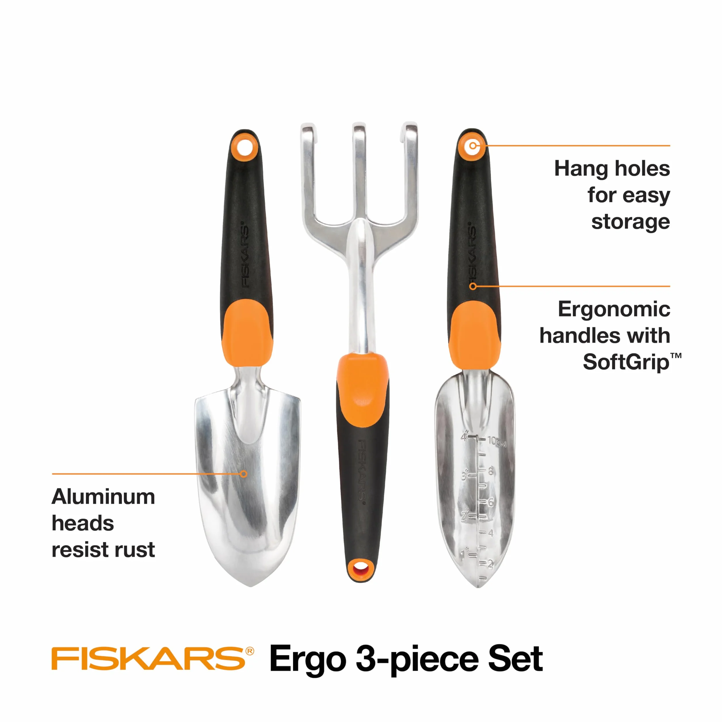 Fiskars Ergo zestaw narzędzi ogrodowych z recyklingu czarny/pomarańczowy