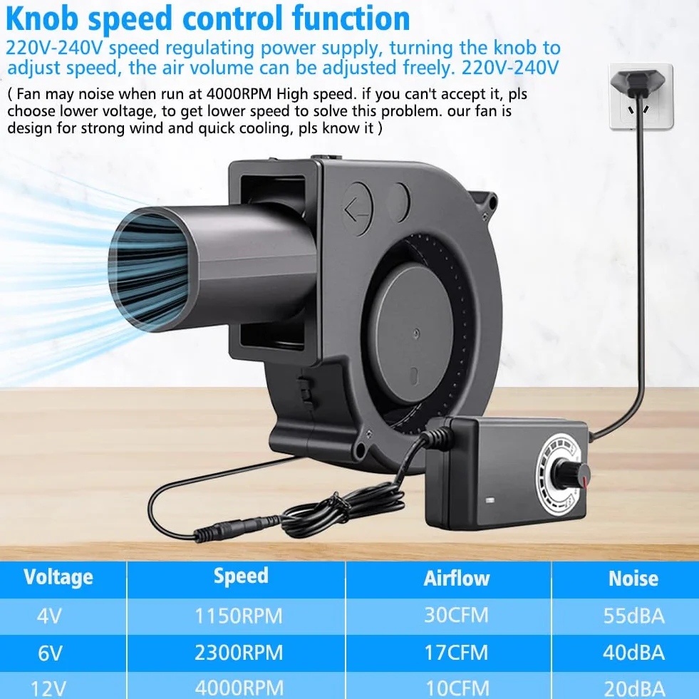 Wentylator radiowy 12 V, 220 V, chłodzenie z kontrolerem do urządzeń gospodarstwa domowego, dmuchawa, wentylator do wentylacji, wymiany wentylatora, BBQ, nadmuchiwany kominek, dmuchawa
