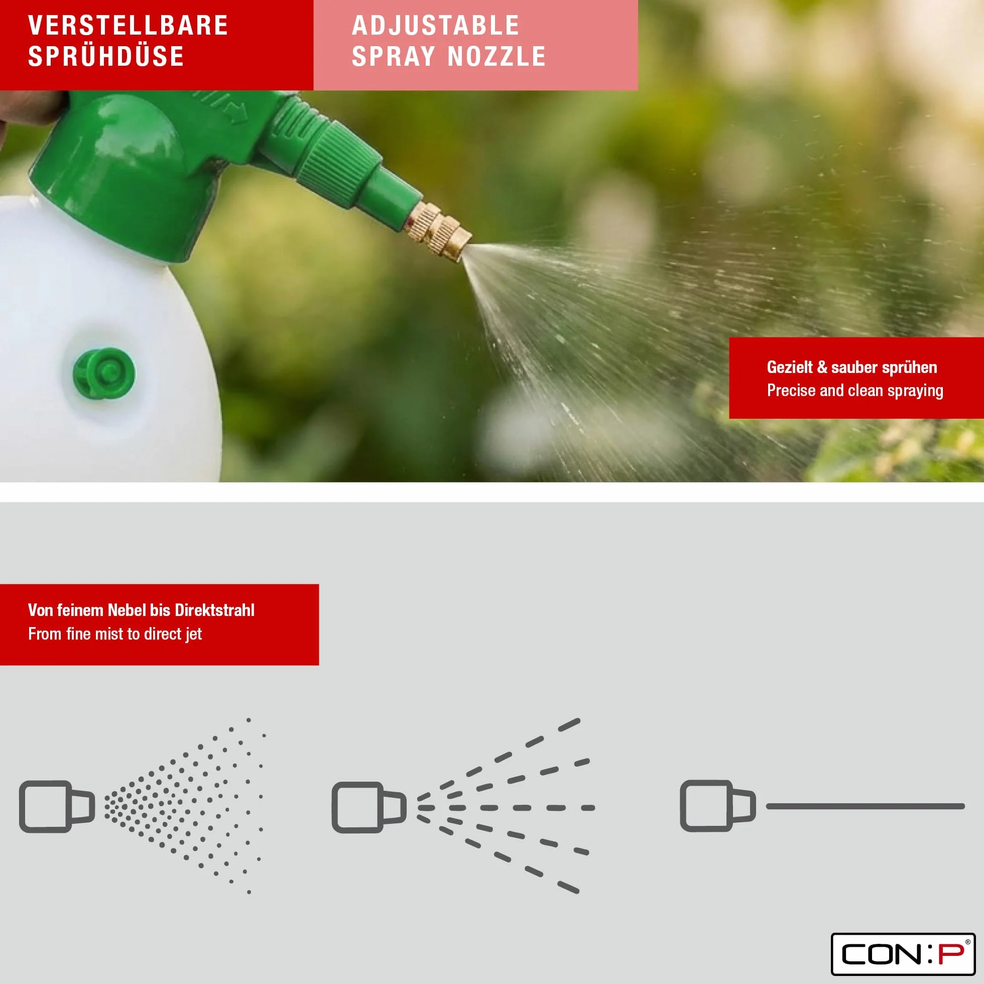 Spryskiwacz ogrodowy ciśnieniowy 2 l ze stabilnym zbiornikiem ciśnieniowym i regulowaną dyszą mosiężną