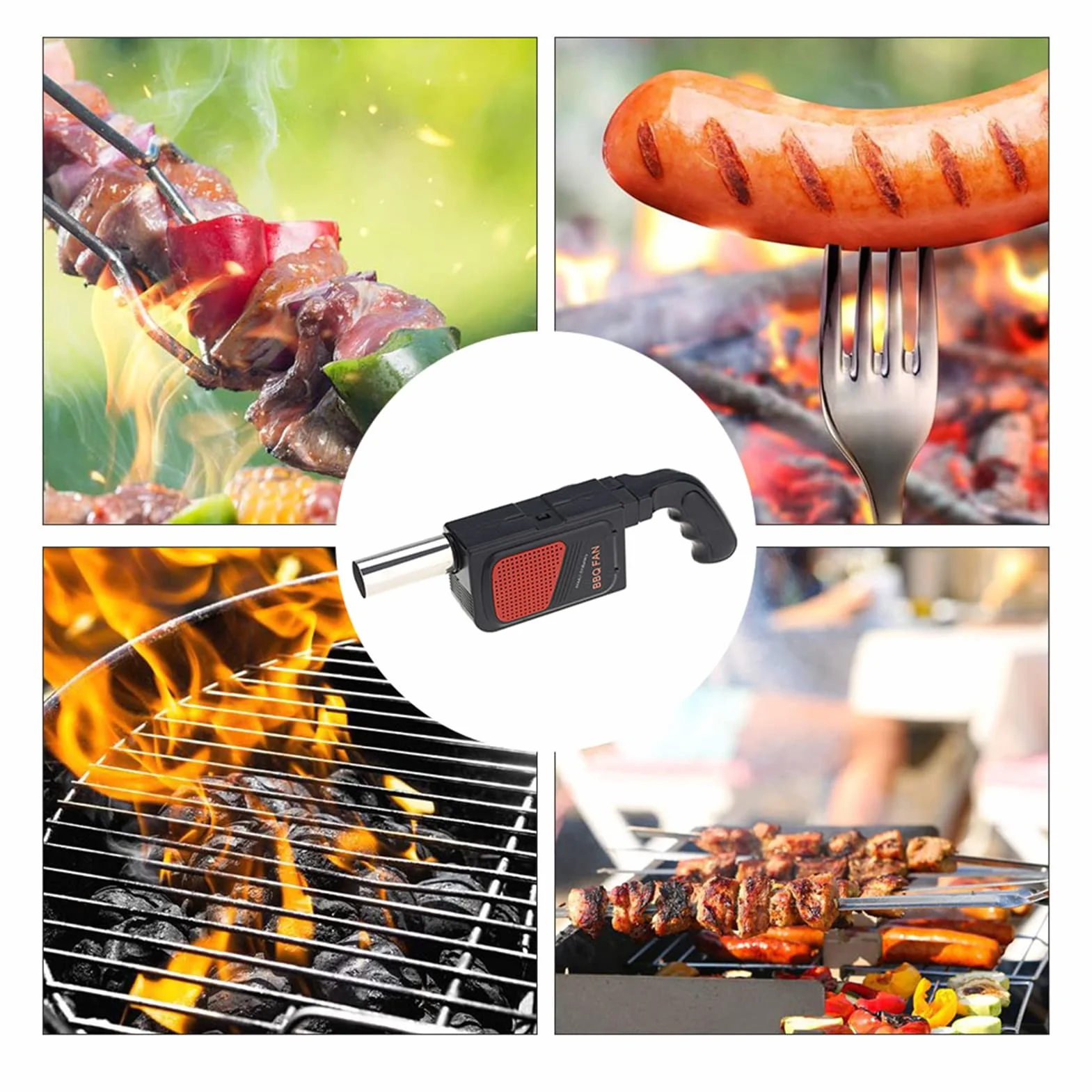 Dmuchawa Powietrza Do Grilla Nikou, Przenośny Ręczny Elektryczny Wentylator Do Grilla Dmuchawa Powietrza Na Piknik Na świeżym Powietrzu Grill Narzędzie Kuchenne