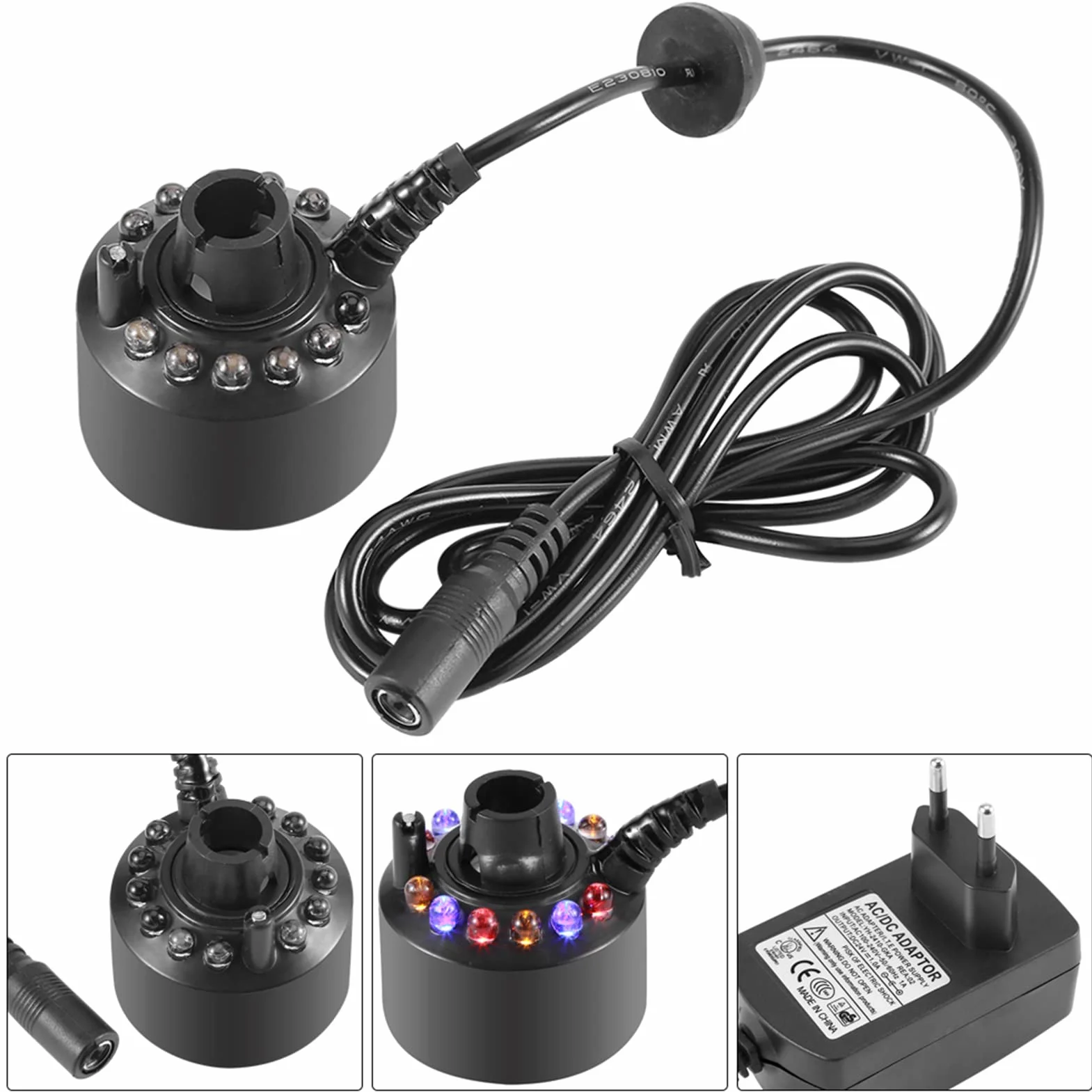 Nebler Wytwarzacz Mgły 110-240V 12LED Kolorowe do Fontanny Staw