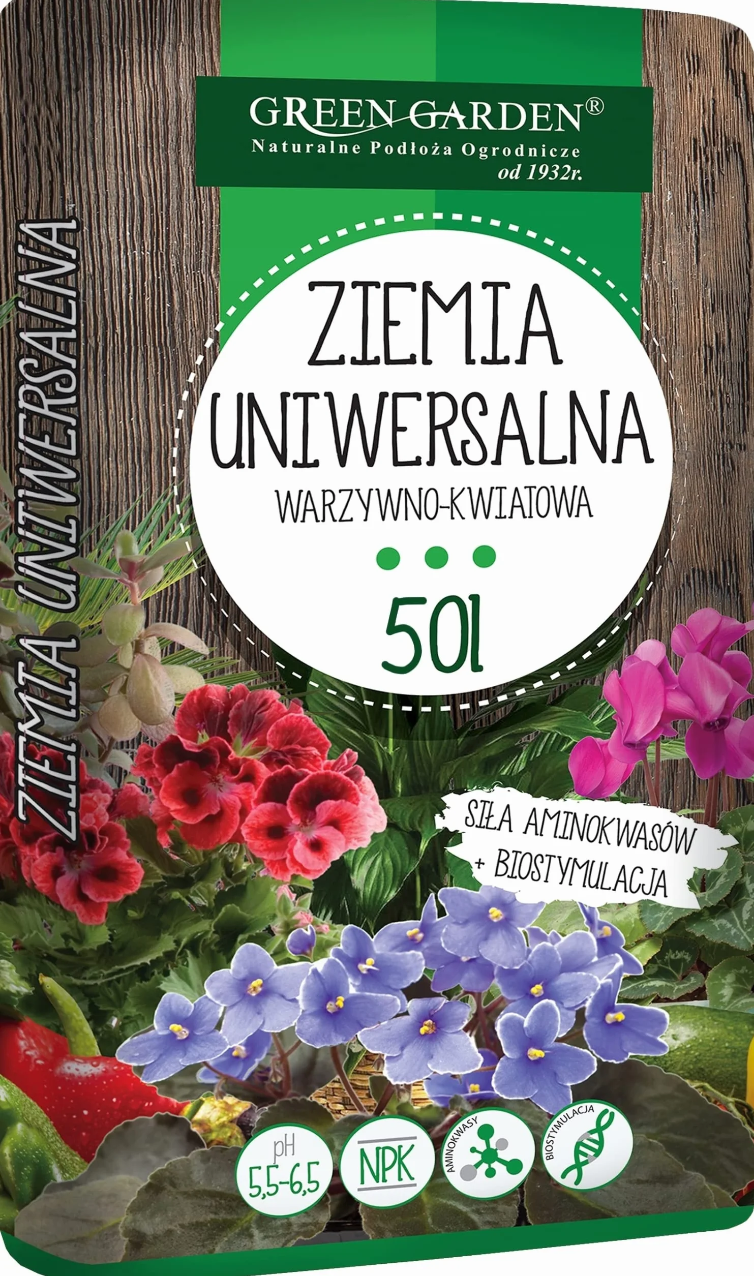 GreenGarden Podłoże warzywno kwiatowe z Biostymulacją 50l