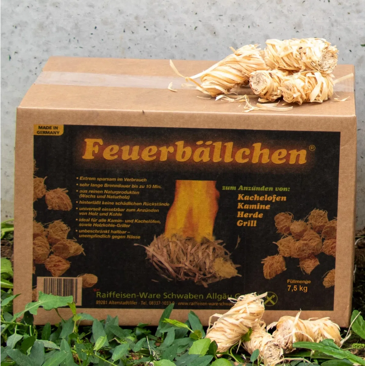 Podpałka do grilla, podpałka do kominka, podpałka (ekologiczna wełna rozpalana z produktów naturalnych, do rozpalania węgla do grilla, ogniska lub kominka), pudełko 7,5 kg