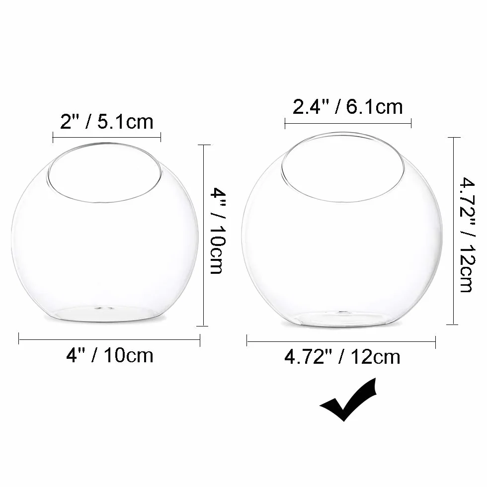 Terrarium na rośliny powietrzne, szklane pojemniki na wazon 12 cm (2 szt.), ekspozycja stołowa na sukulenty, kaktus, świecę