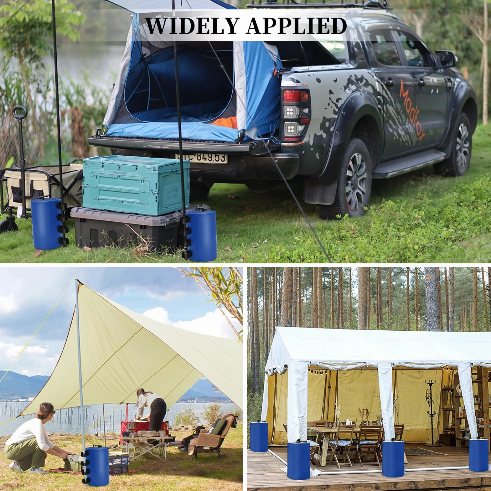 Torba na wodę do pawilonu, zestaw 4 obciążników do namiotu wodnego, do wysuwanego baldachimu, obciążników na nogi do pawilonu, parasola tarasowego, mebli ogrodowych, 4 szt., niebieskie