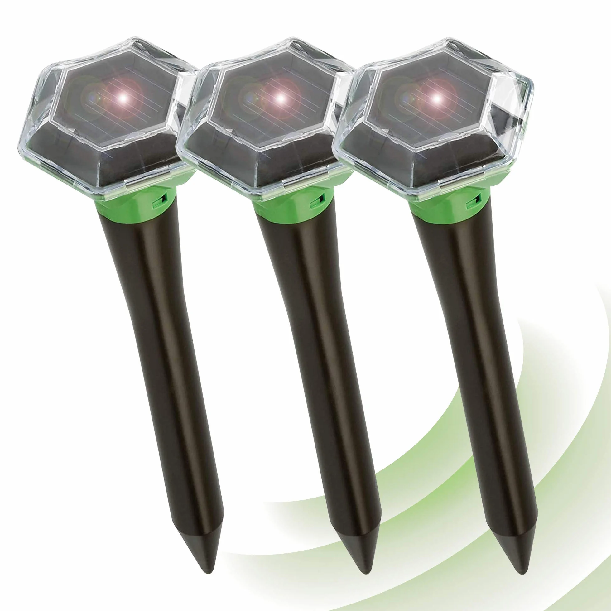 ISOTRONIC Odstraszacz kretów do odstraszania kretów, norników i węży – solarny odstraszacz kretów z ostrzem do wbijania w ziemię do ogrodu – odstrasza krety 1000 m² (3 sztuki)