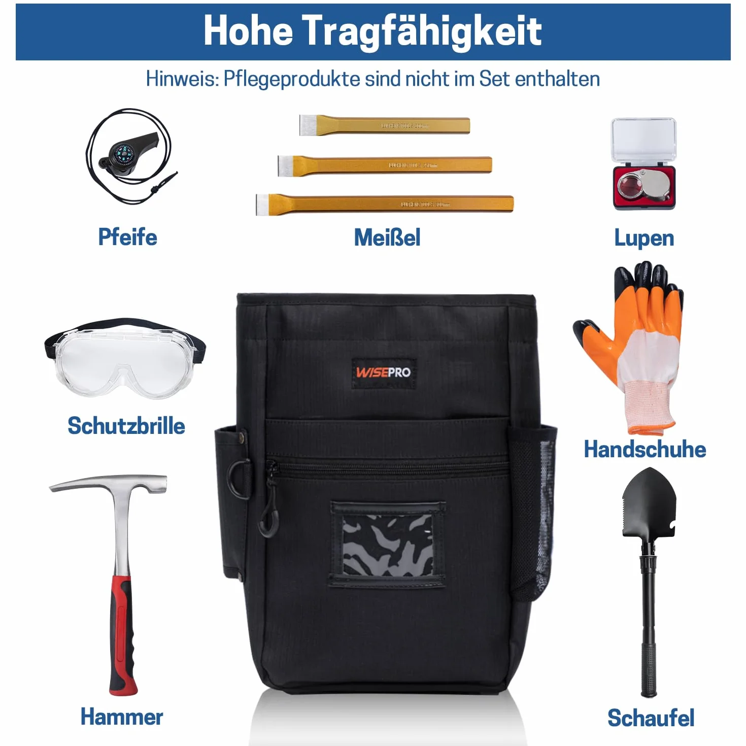 Saszetka biodrowa do detekcji metalu, przenośna na pasek z kieszeniami i kaburą, Drop Pouch PinPointer, czarny