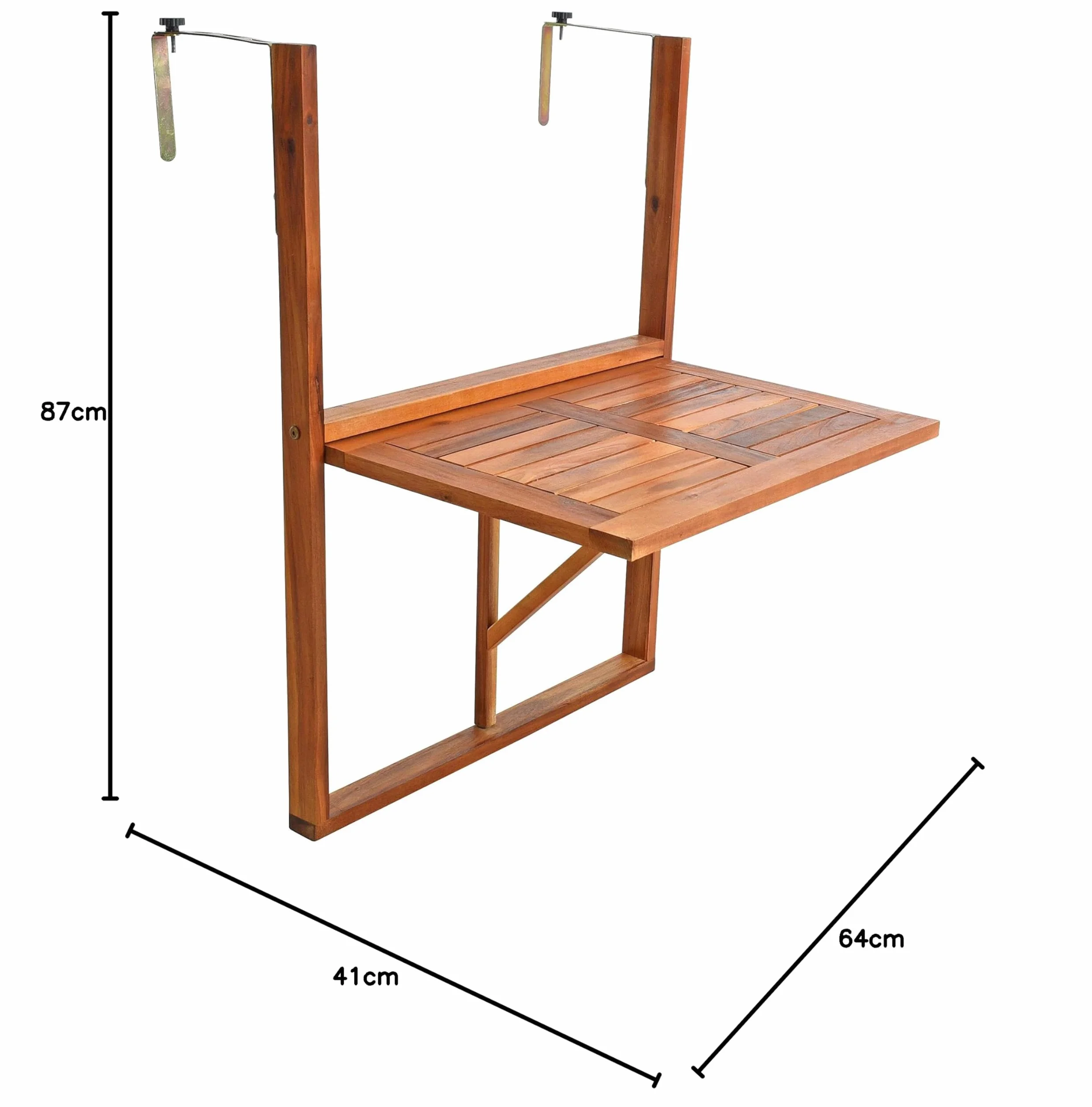 ESTEXO Składany stół balkonowy z drewna akacjowego wiszący 60 x 40 cm