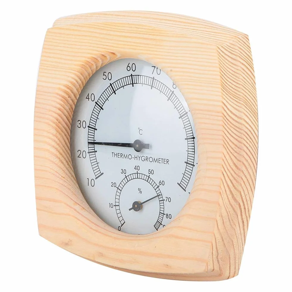 Fdit Drewniana sauna higrotermograf termometr higrometr Sauna pokój z drewna jodłowego Dial miernik temperatury wilgotności Monitor wewnętrzny