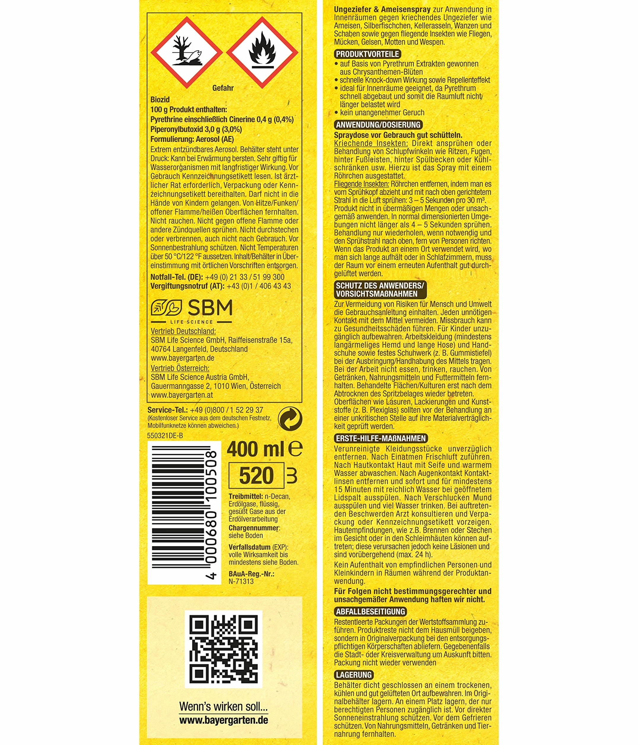 PROTECT HOME Natria spray przeciw owadom pełzającym i latającym owadom, puszka sprayu 400 ml