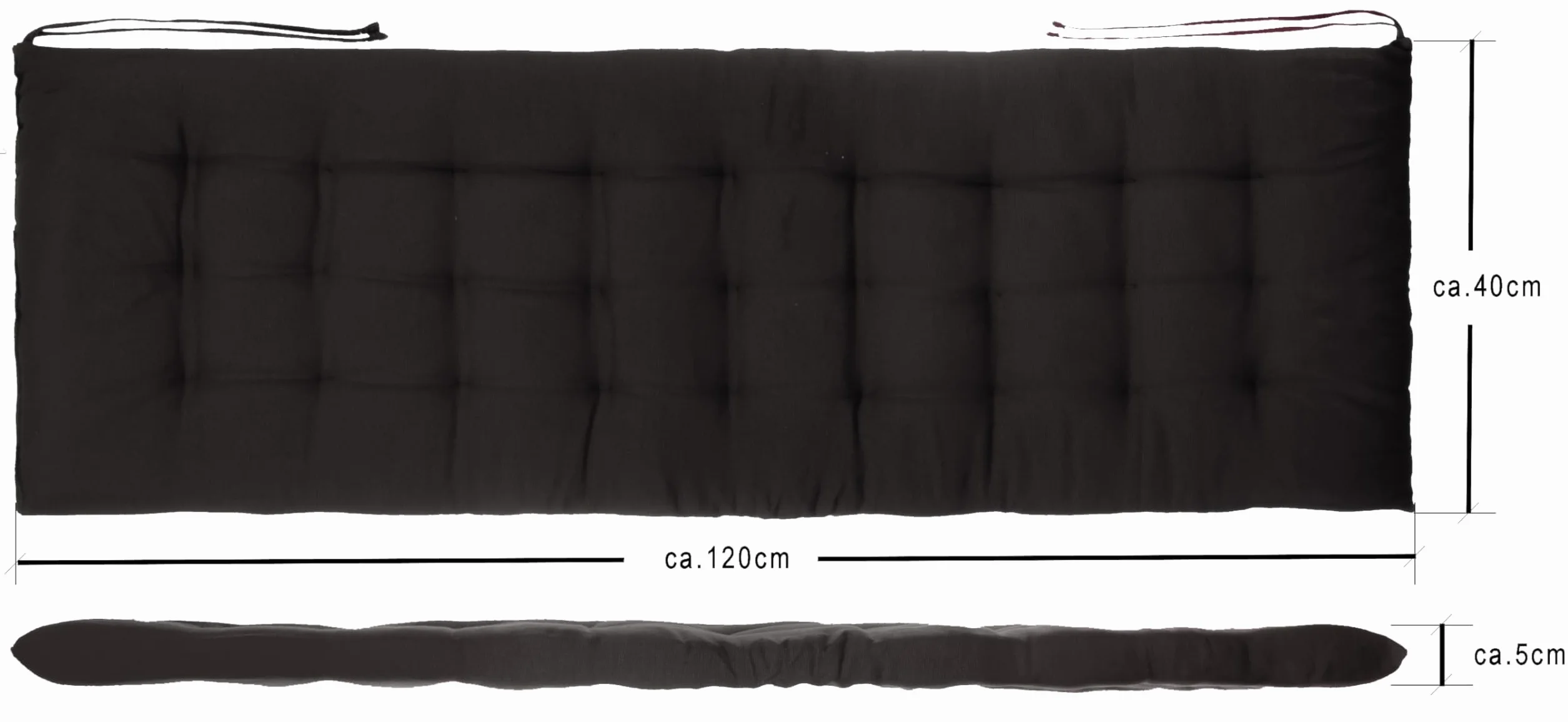 Brandsseller Poduszka na ławkę, do użytku na zewnątrz/do wnętrz, 27 pikowań (ok. 120 x 40 x 4 cm, antracytowa)