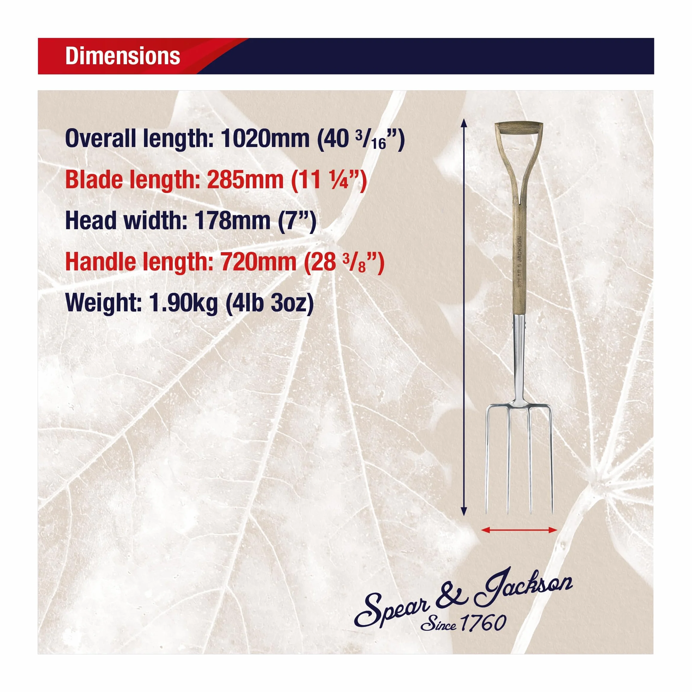 Spear & Jackson 4550DF Tradycyjne widły do kopania ze stali nierdzewnej