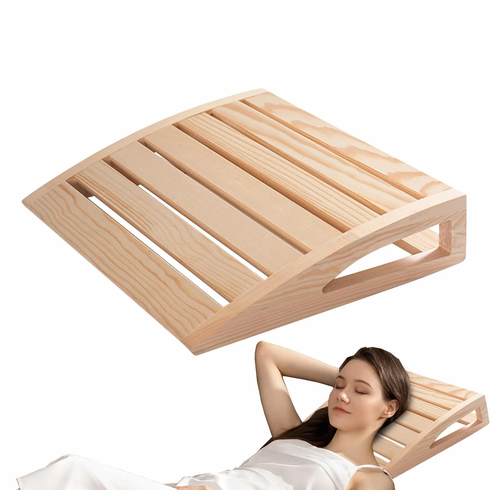 Drewniany zagłówek do sauny, ręcznie wykonana poduszka pod szyję, ergonomiczne wsparcie relaksacyjne, kompaktowe akcesorium do spa w łaźni parowej, idealna dla nastolatków, młodzieży, chłopców