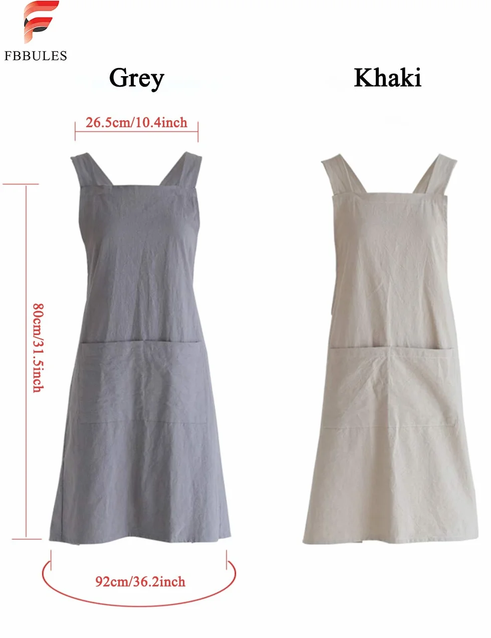 Fartuch z Kieszenią Bawełny Lnu Japoński styl Cross Bandage Halter Apron Kucharz Kuchnia Gotowanie Odzież Mężczyźni Kobiety Bib Prezent, Khaki