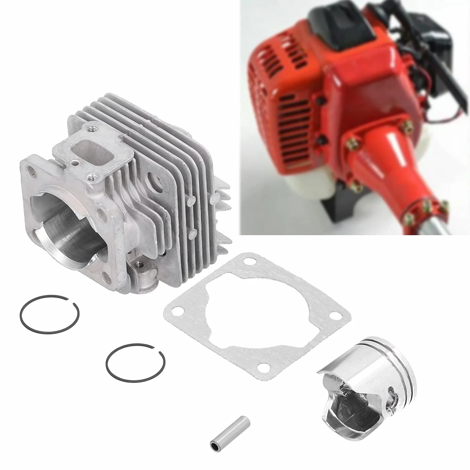 Cylinder do trymera, 34 mm cylindryczny pierścień tłoka klipsy zestaw uszczelek zamiennik dla TL26/CG260 1E34F części do cięcia trymera