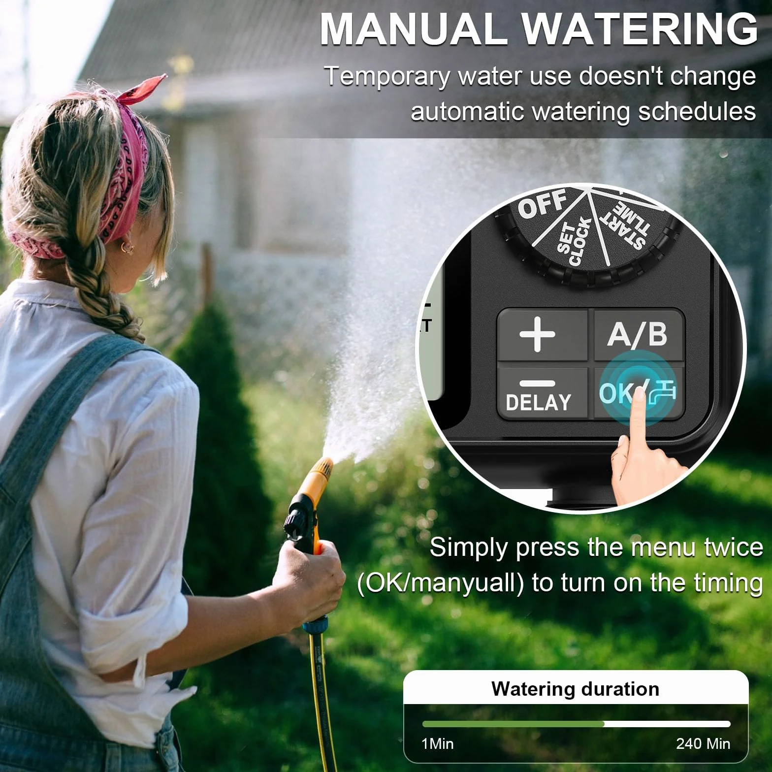 Timer wody do nawadniania z opóźnieniem deszczu IPX5 wodoodporny duży ekran LCD