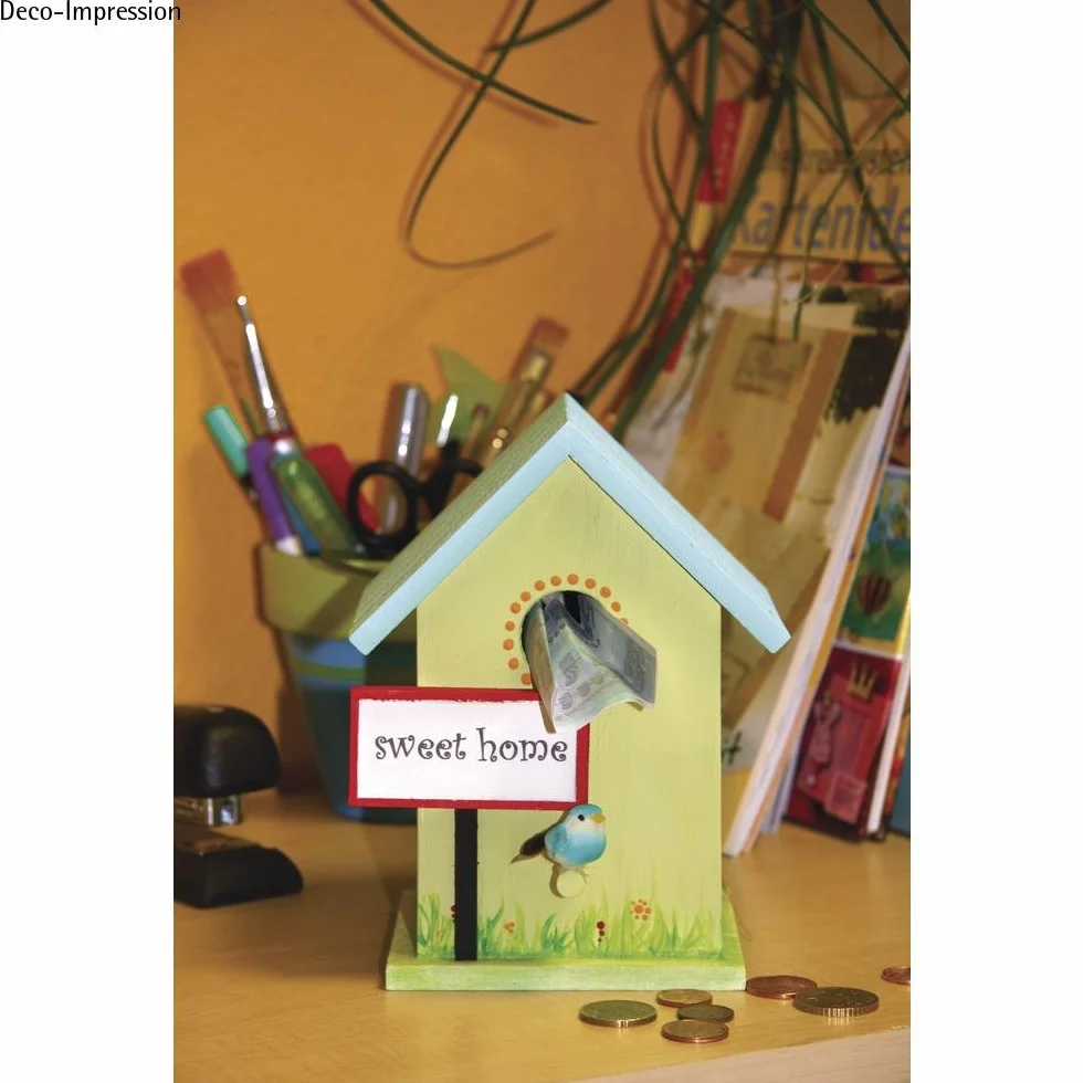 Rayher Hobby 62291000 dekoracyjny domek dla ptaków ze zdejmowanym dachem, skrzynka lęgowa z naturalnego drewna, 12,5 x 10 x 17 cm