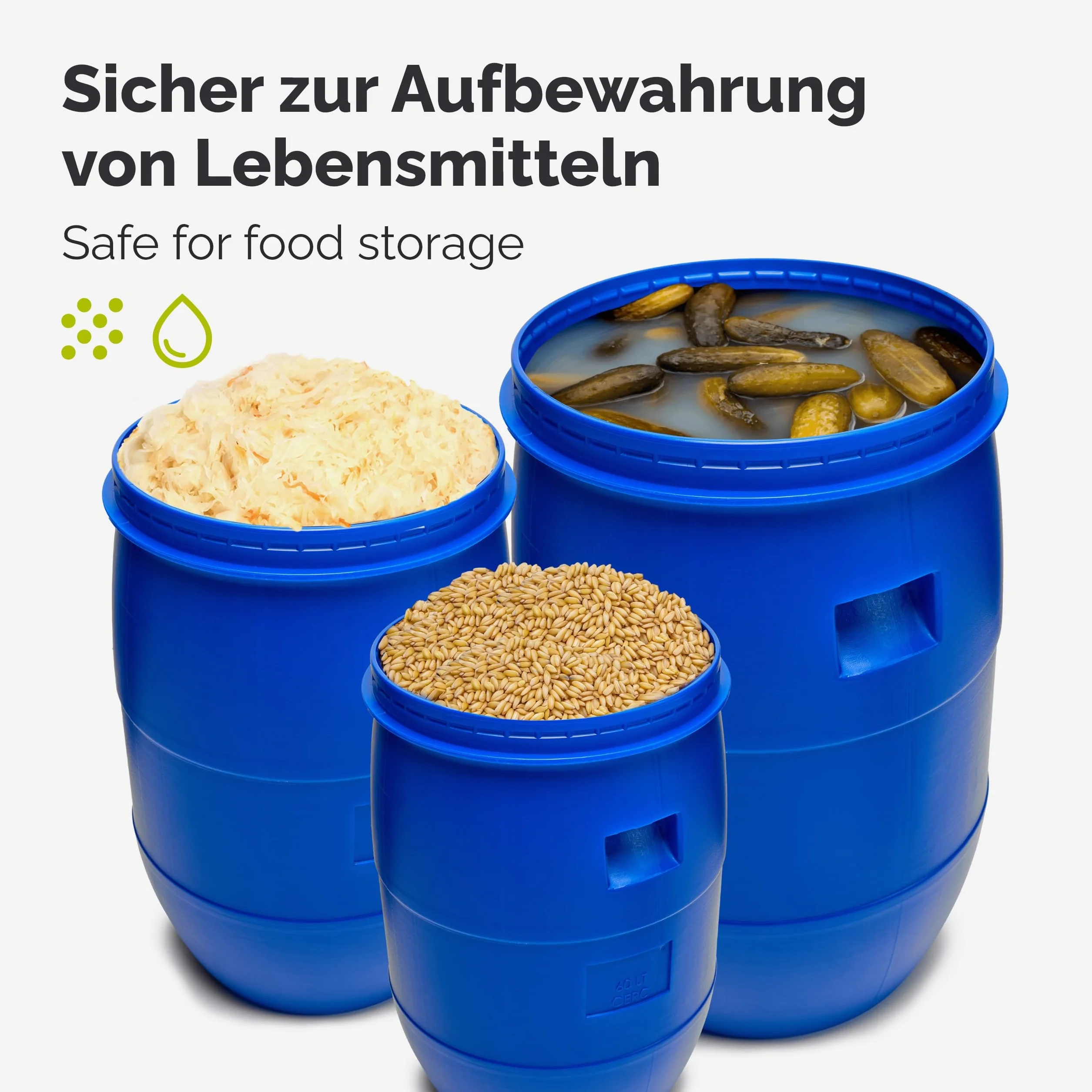Garronda Beczka Plastikowa 120 l do Kiszenia z Uchwytami Kanister GD-0078 (120L)