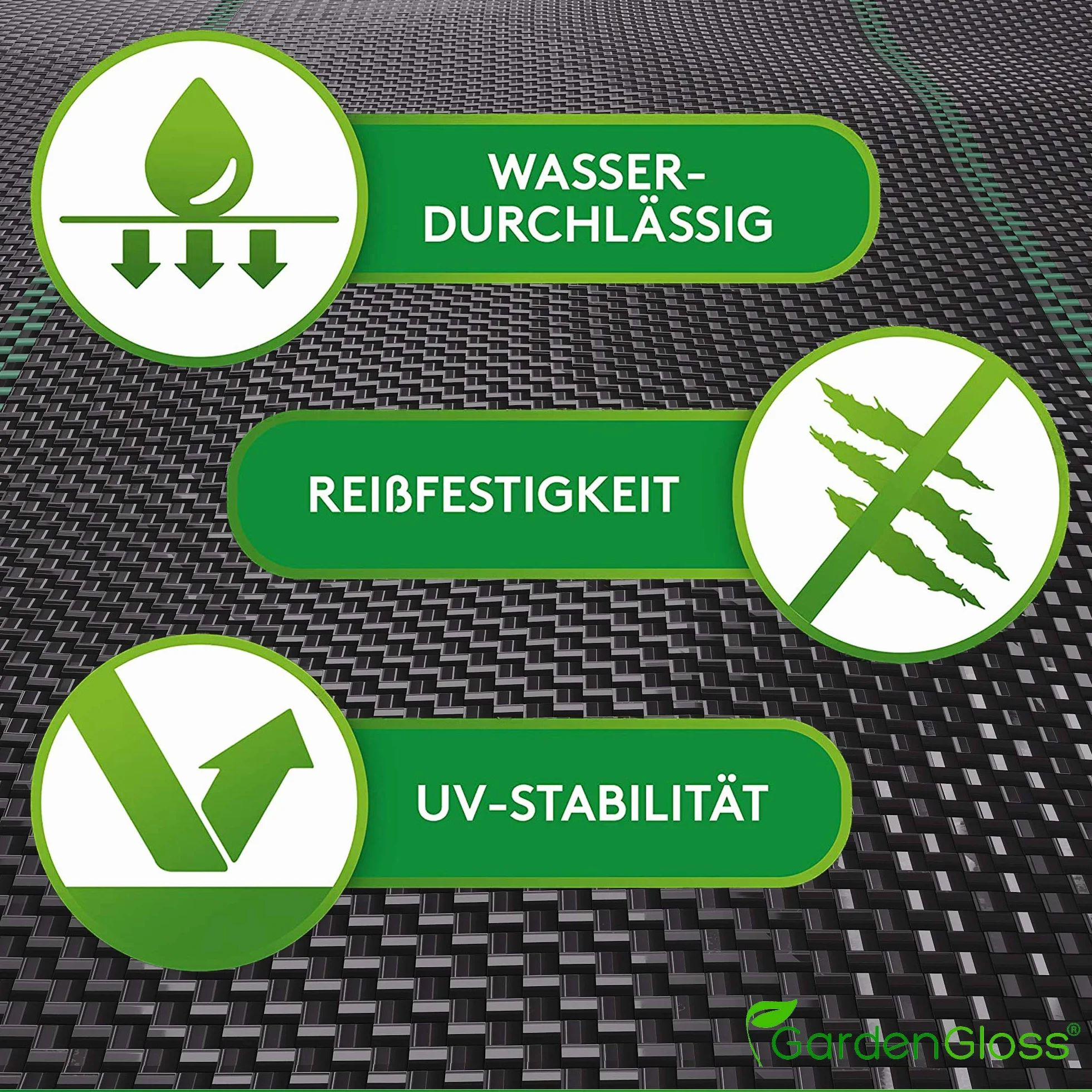 GardenGloss 30m2 Agrowłóknina Przeciw Chwastom 100g/m2 - Przepuszczalna dla Wody i Wytrzymała na Rozdarcia - Mata Ogrodowa z Wysoką Stabilizacją UV - Tkana Folia Przeciw Chwastom (15m x 2m, Składana)