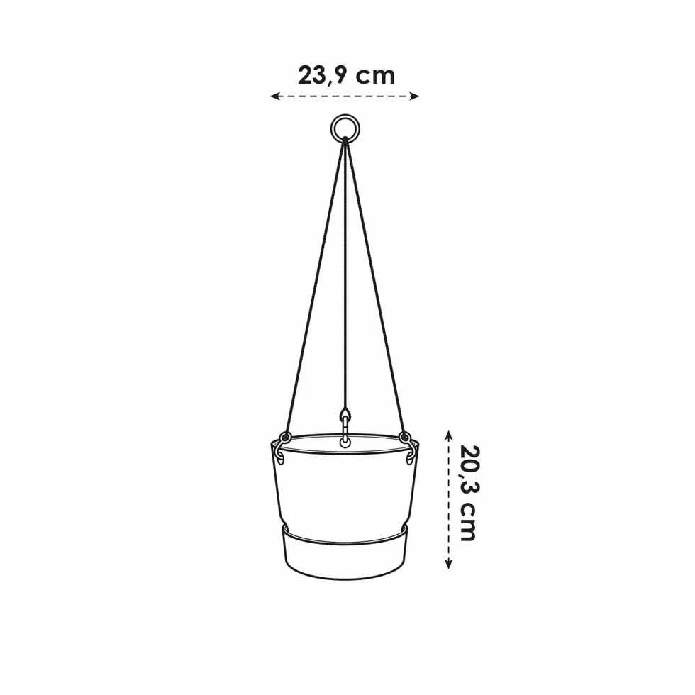 elho Greenville wisząca wisząca doniczka 24, doniczka na rośliny na balkon i na zewnątrz, 100% plastik z recyklingu, Ø 23,5 x wys. 20,5 cm, zielona/liściasta