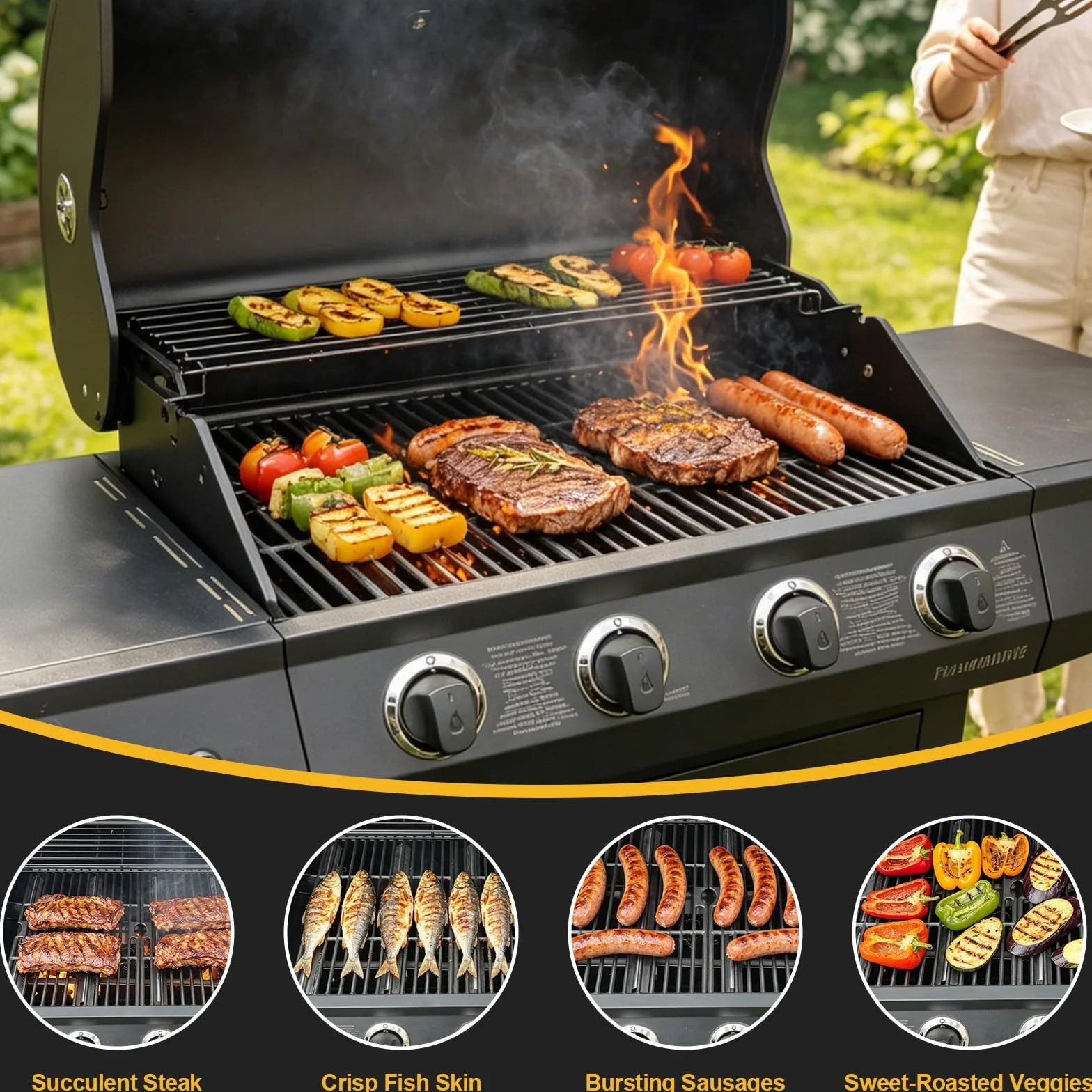 GFTIME żeliwny ruszt do grilla 41,9 x 54,6 cm zamiennik do Tepro Toronto Black 2 szt