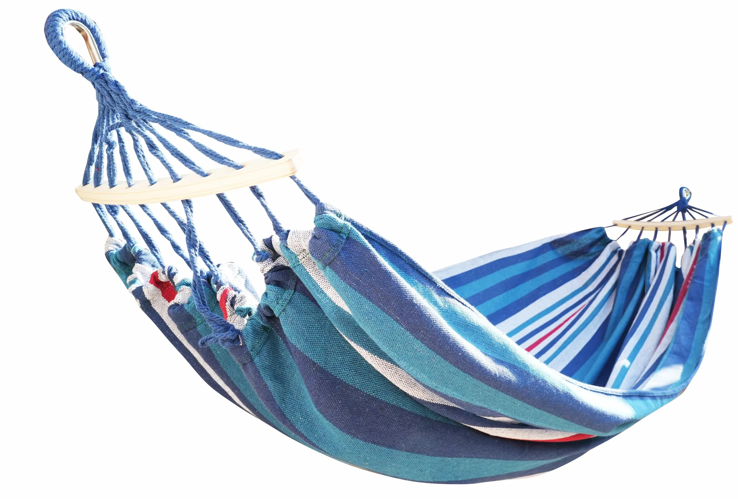 ADLER EUROPE Hamak 2-osobowy, hamak ogorodowy z bawełny, 200x150 cm, maks. obciążenie 200 kg, wytrzymała i odporna na ścieranie tkanina o gęstości 300 g/m², w zestawie solidne liny, pasy i pokrowiec