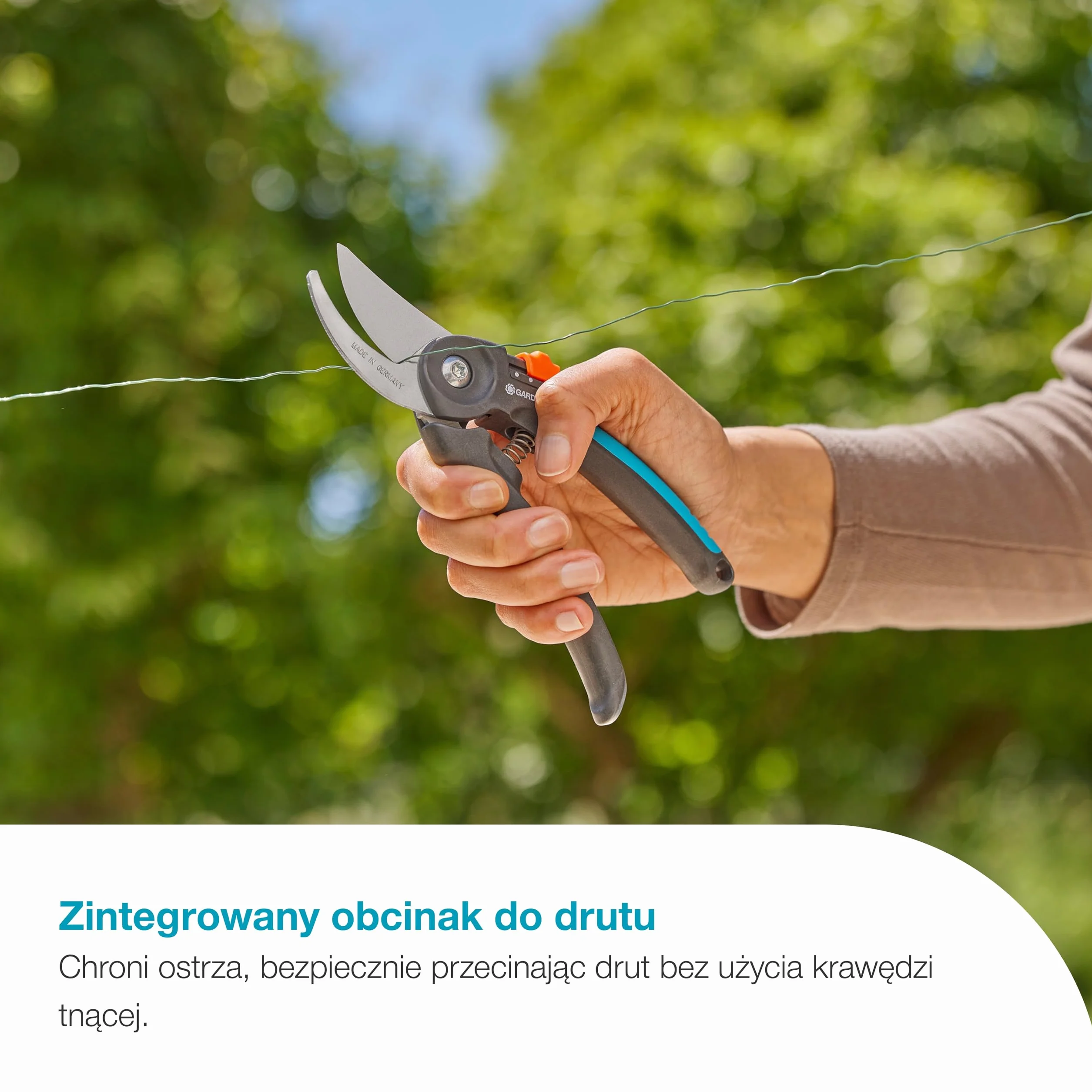 Gardena Nożyce ogrodowe PremiumCut Flex, cięcie obejściowe, do świeżego drewna, średnica cięcia 24 mm, ergonomiczne uchwyty, ostrza PowerCoating, wyprodukowano w Niemczech (12242-20)